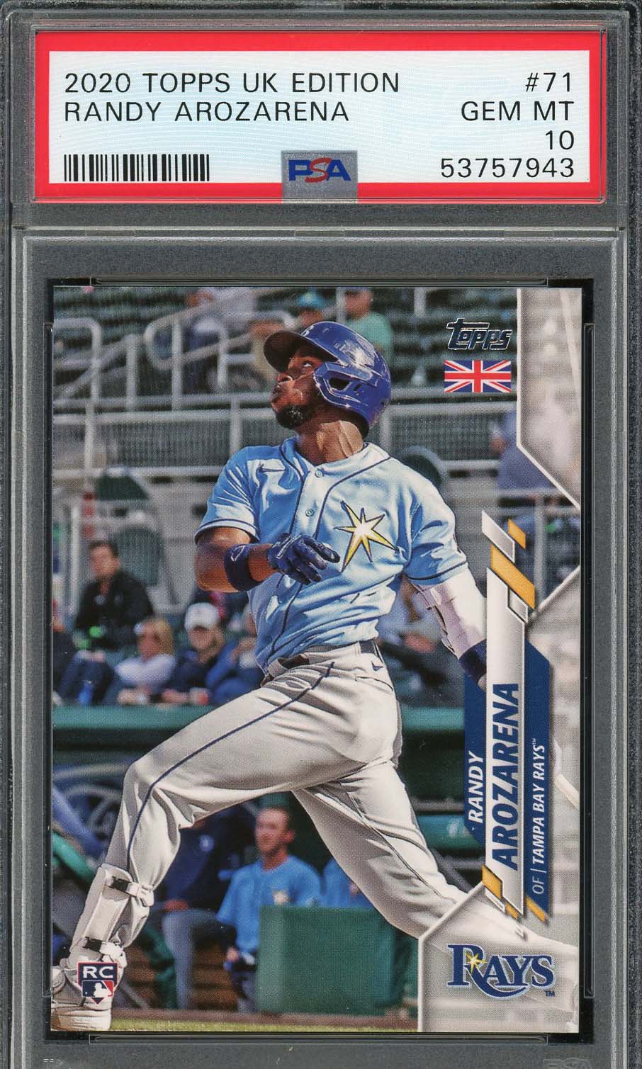 Randy Arozarena 2020 Topps UK Edition Baseball Rookie Card #71 PSA 10
