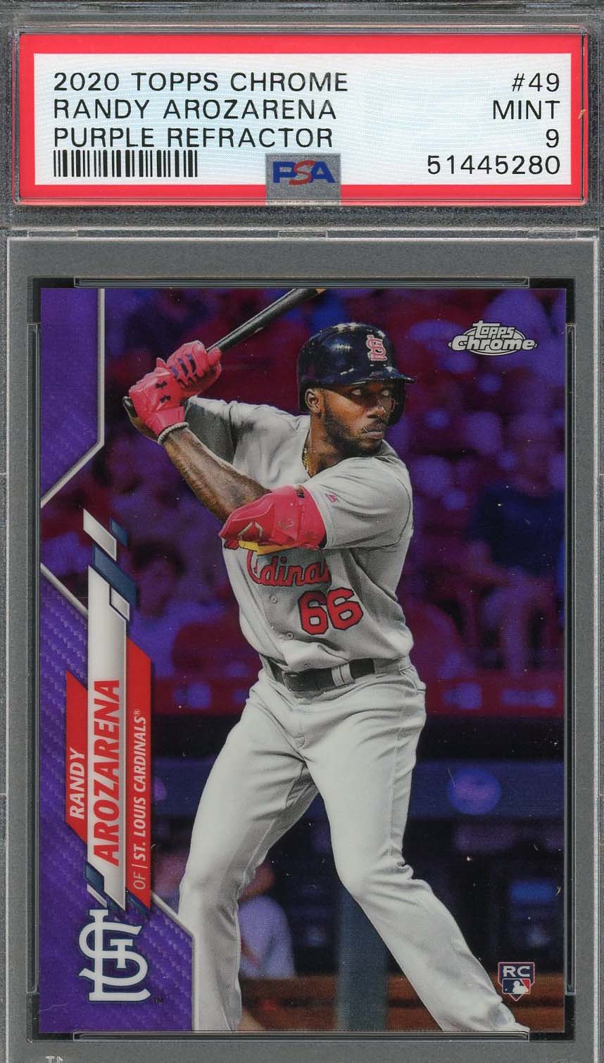 Randy Arozarena 2020 Topps Chrome Purple Refractor Rookie Card #49 PSA 9 /299