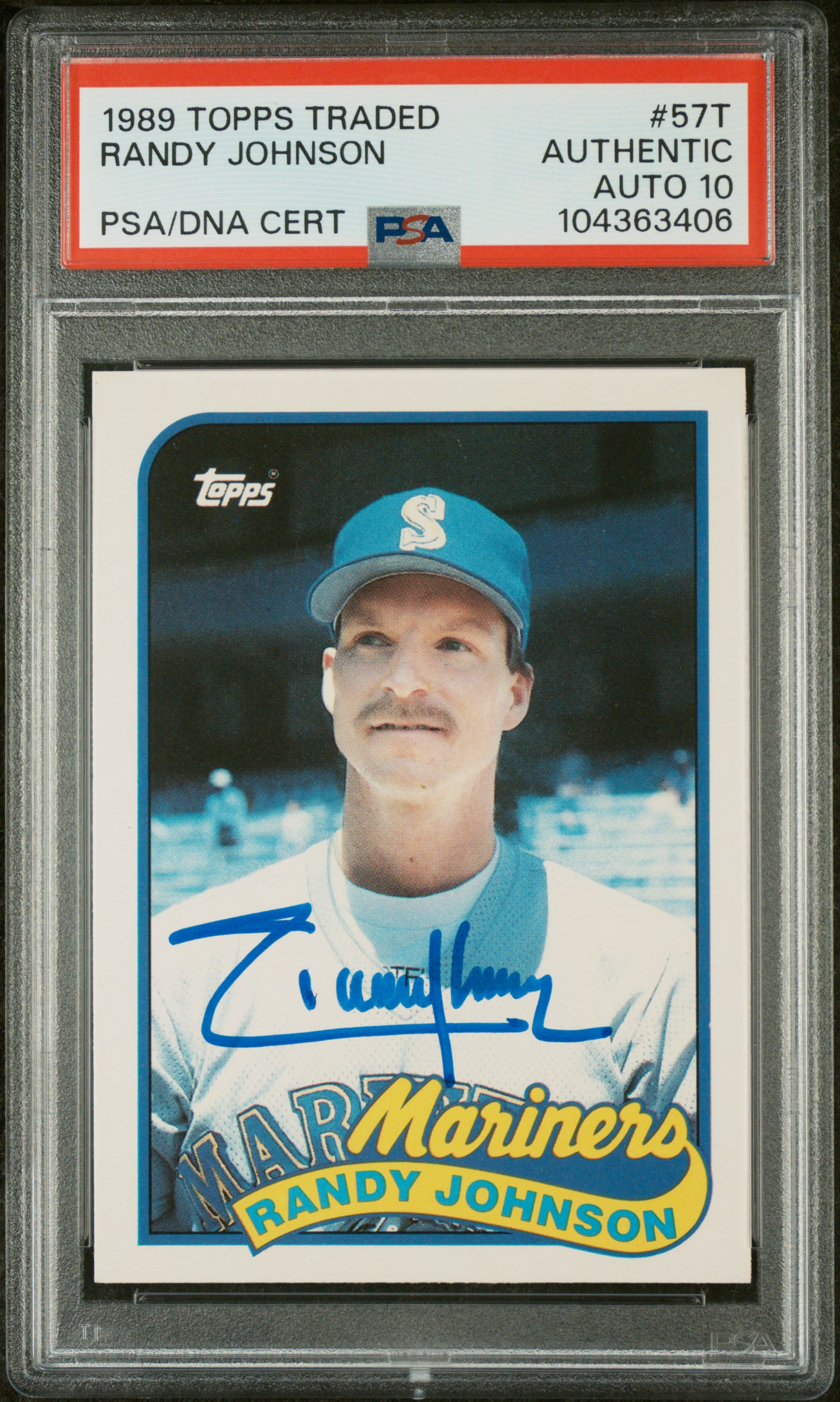 Randy Johnson 1989 Topps Traded Signed Rookie Card #57T Auto Graded PSA 10 63406