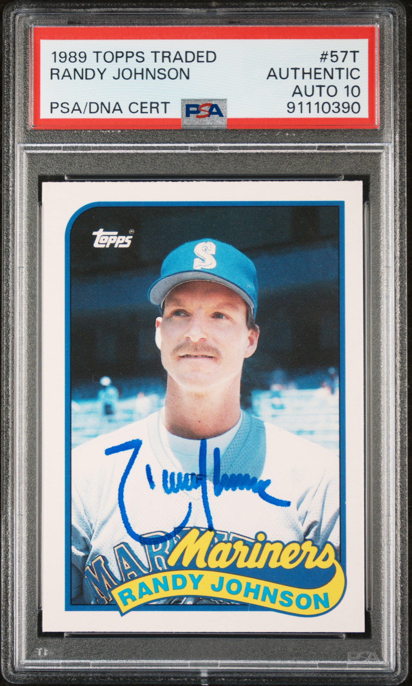 Randy Johnson 1989 Topps Traded Signed Rookie Card #57T Auto Graded PSA 10 10390