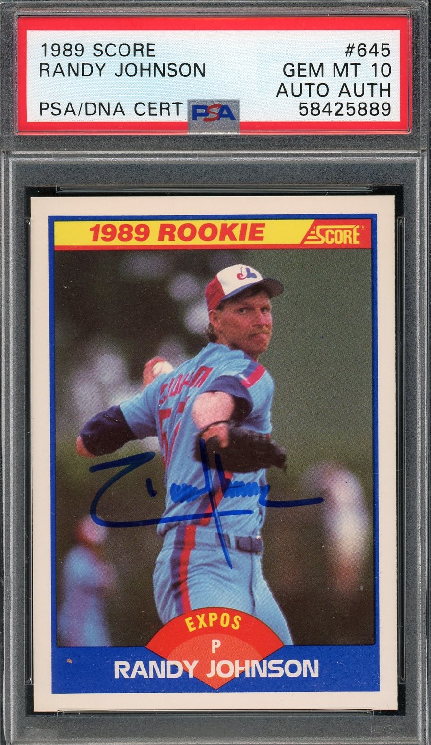 Randy Johnson 1989 Score Signed Rookie Card #645 Auto Graded PSA 10 58425889