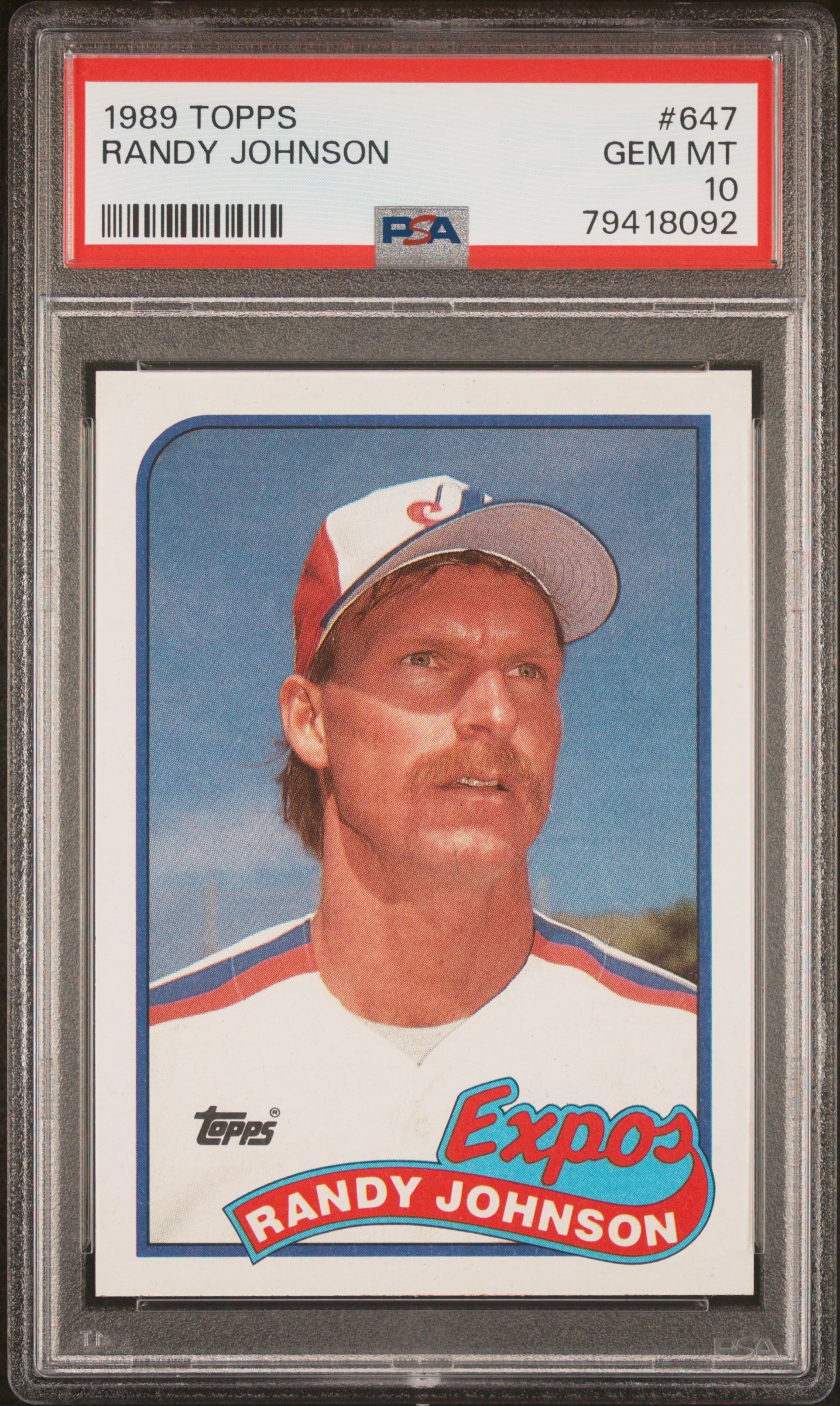 Randy Johnson 1989 Topps Baseball Rookie Card #647 Graded PSA 10