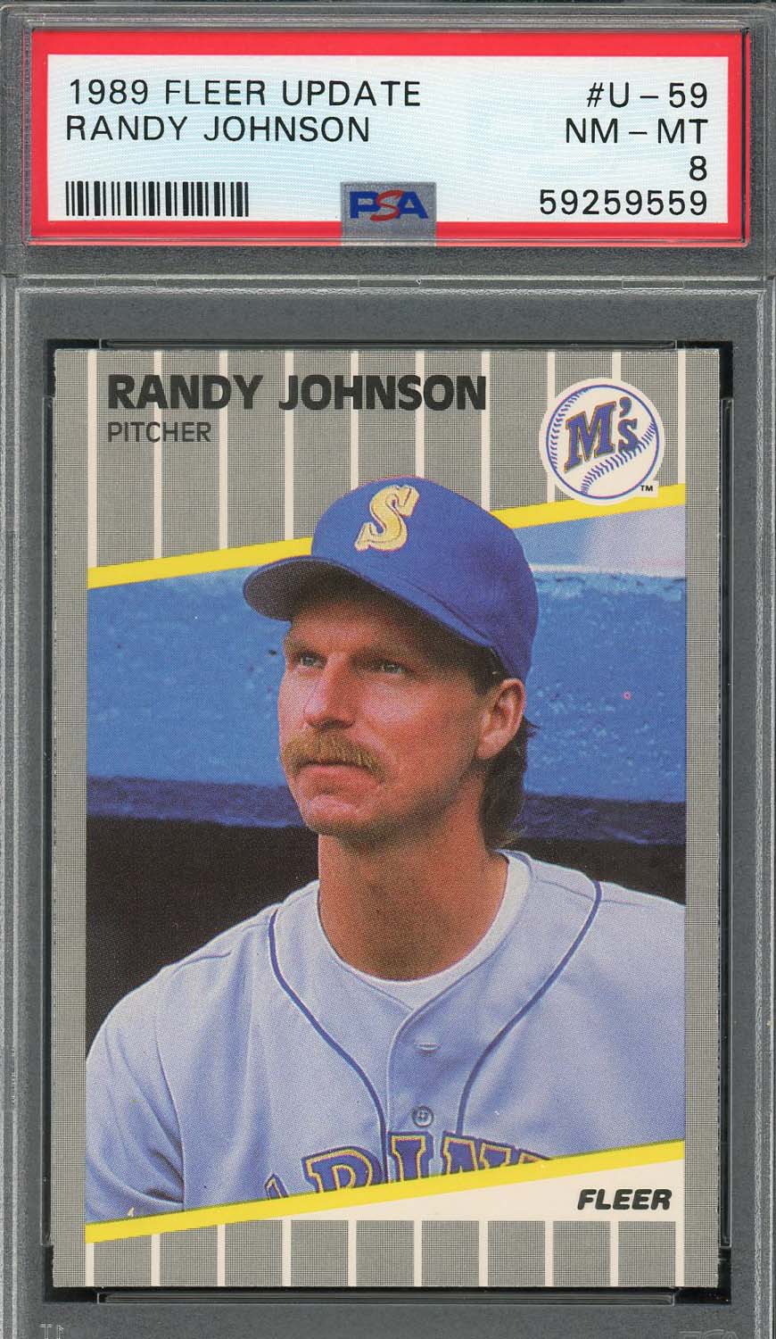 Randy Johnson 1989 Fleer Update Baseball Rookie Card RC #U-59 Graded PSA 8