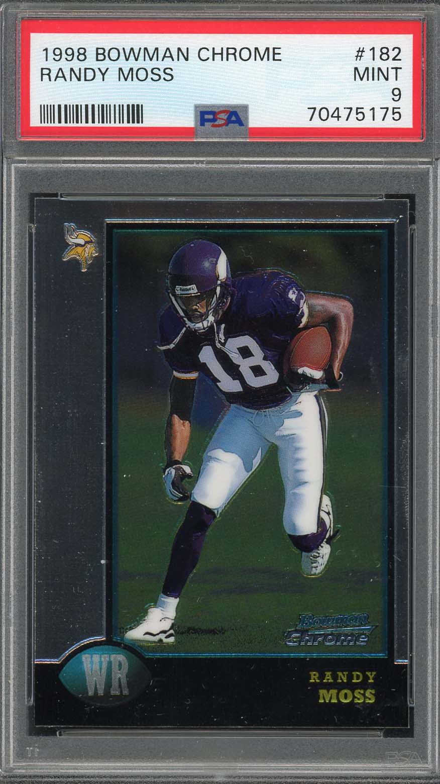 Randy Moss 1998 Bowman Chrome Football Rookie Card RC #182 Graded PSA 9