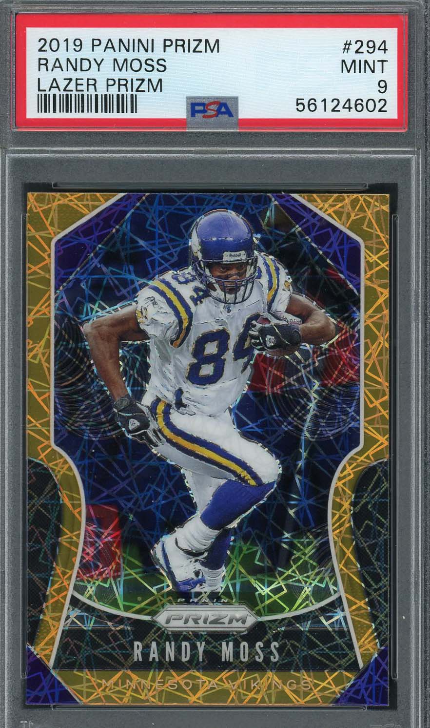 Randy Moss 2019 Panini Lazer Prizm Football Card #294 Graded PSA 9