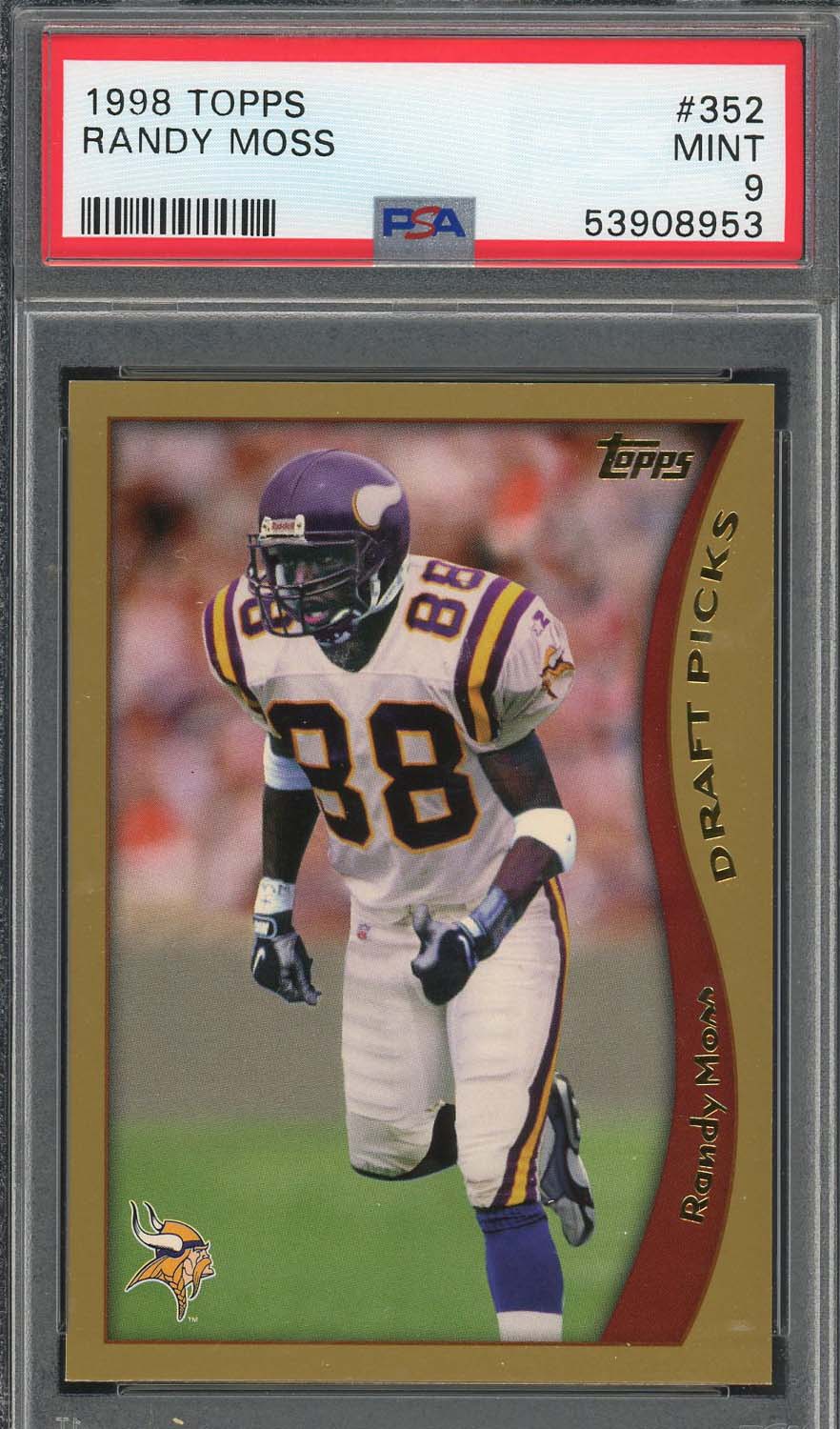 Randy Moss 1998 Topps Football Rookie Card RC #352 Graded PSA 9
