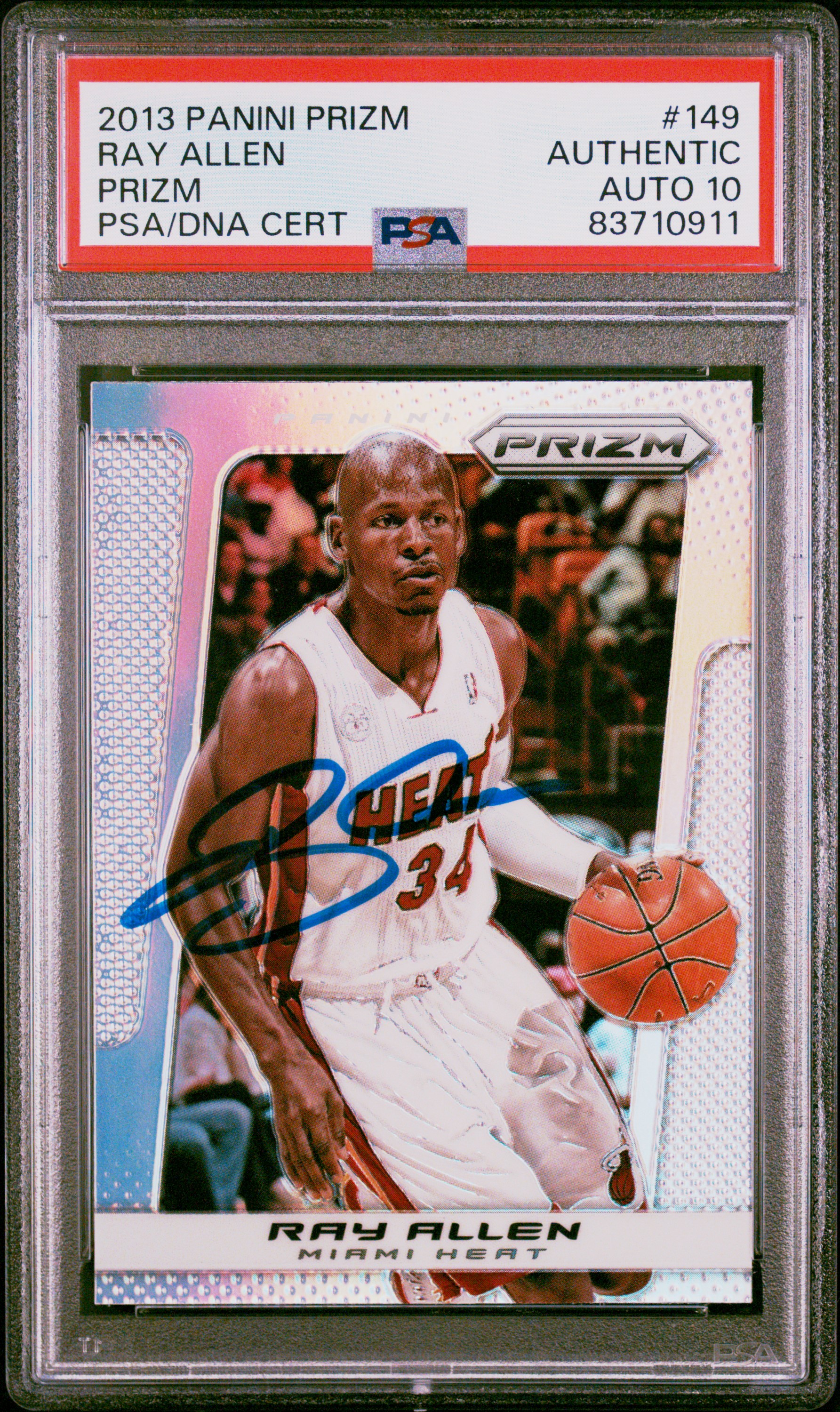Ray Allen 2013 Panini Silver Prizm Signed Card #149 Auto Graded PSA 10