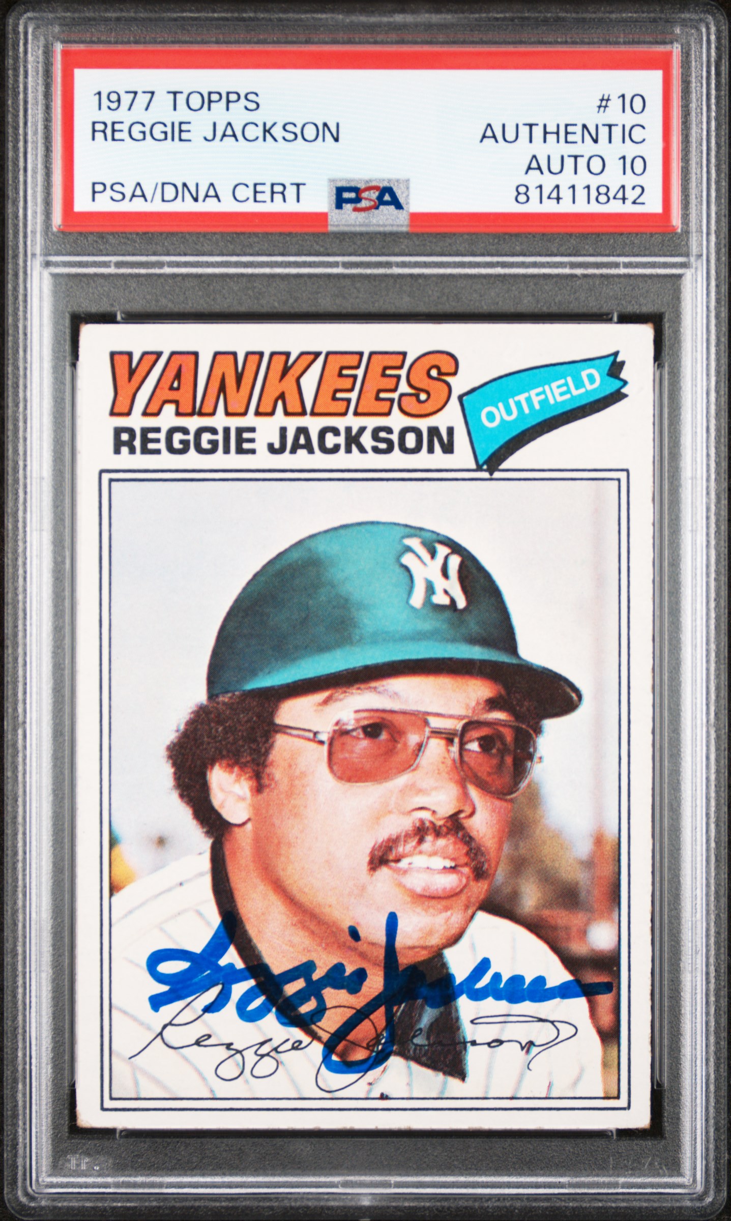 Reggie Jackson 1977 Topps Signed Baseball Card #10 Auto Graded PSA 10 81411842