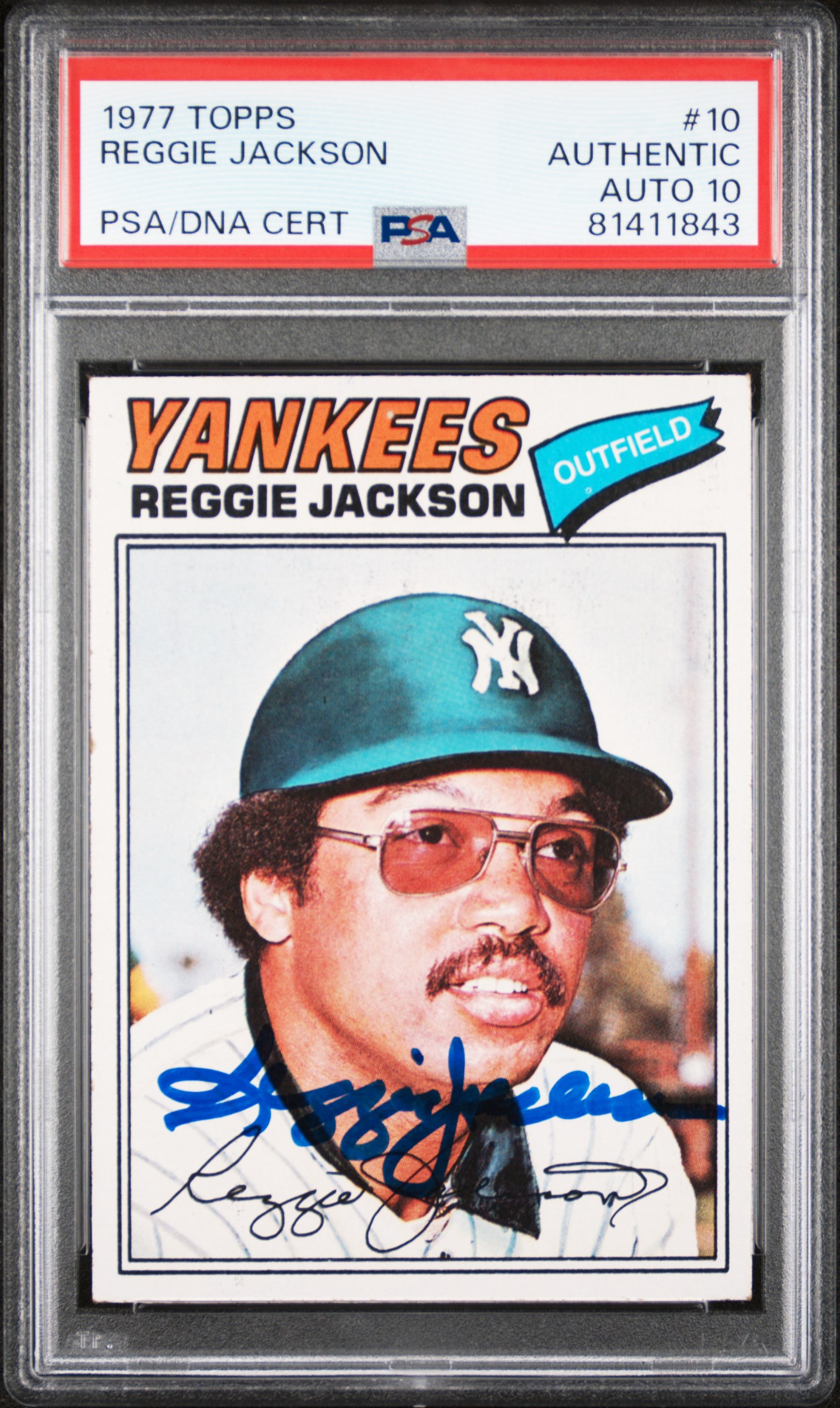 Reggie Jackson 1977 Topps Signed Baseball Card #10 Auto Graded PSA 10 81411843