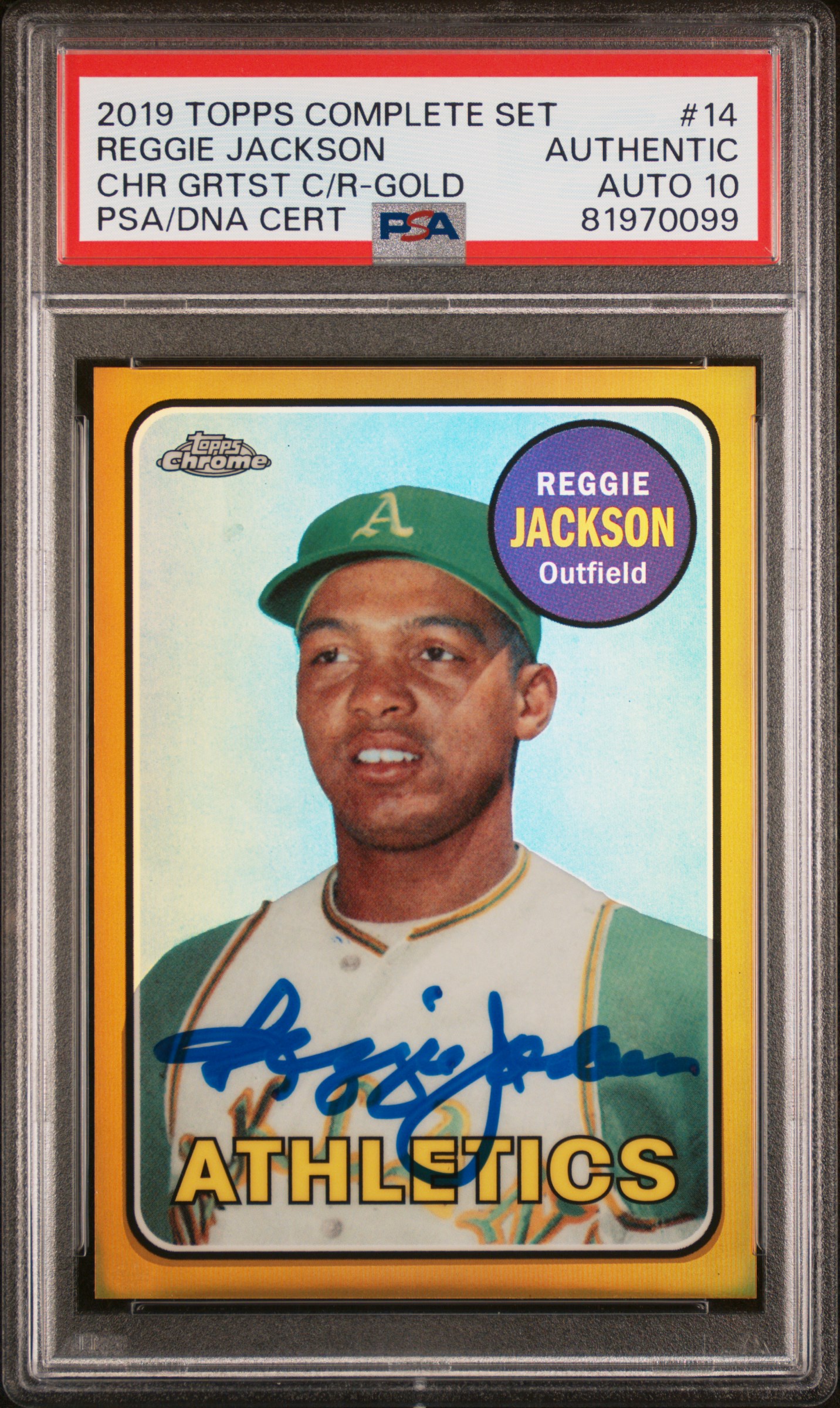 Reggie Jackson 2019 Topps Chrome Complete Gold Signed Card #14 Auto PSA 10 3/50