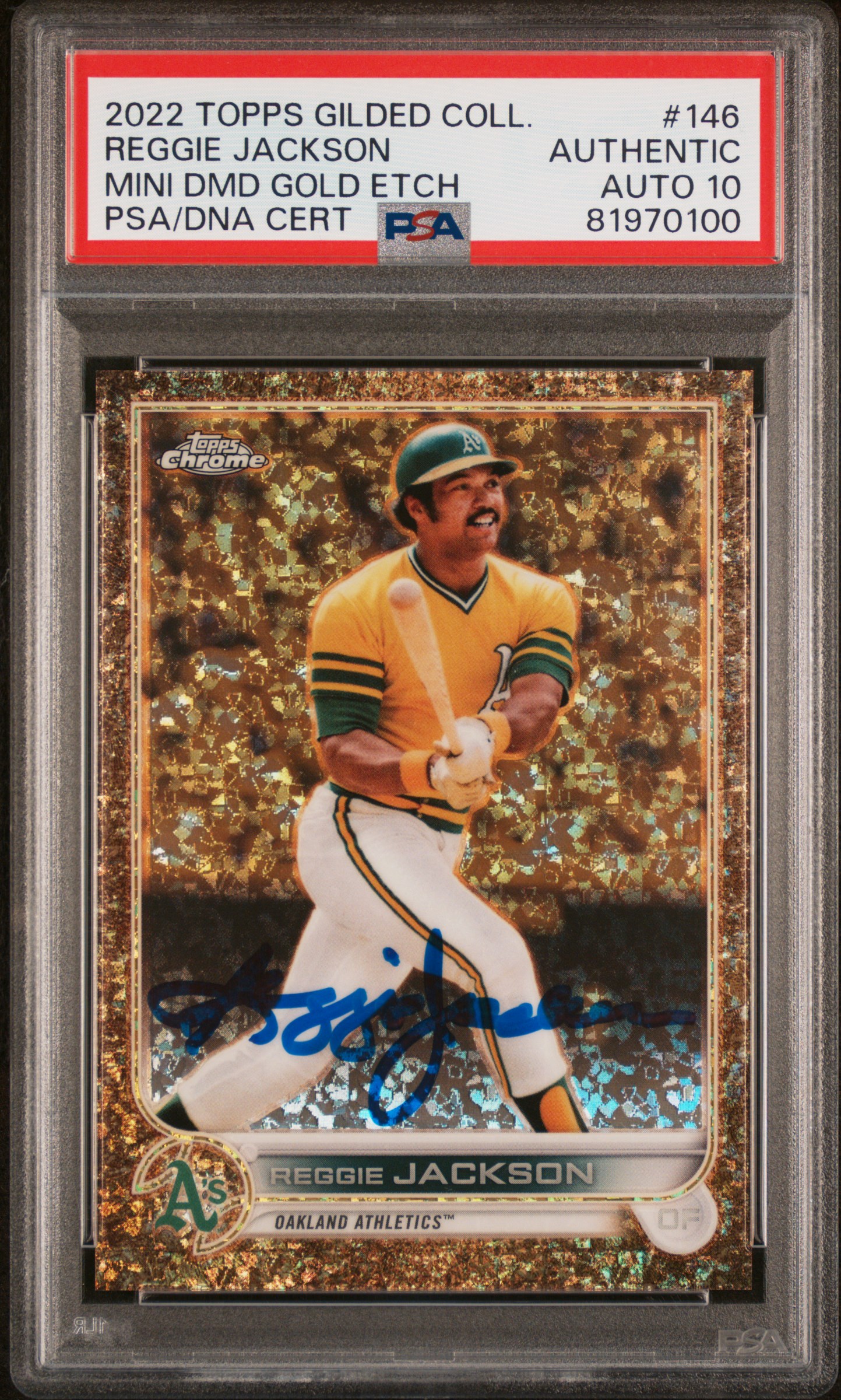 Reggie Jackson 2022 Topps Chrome Gold Signed Card #146 Auto Graded PSA 10 8/50