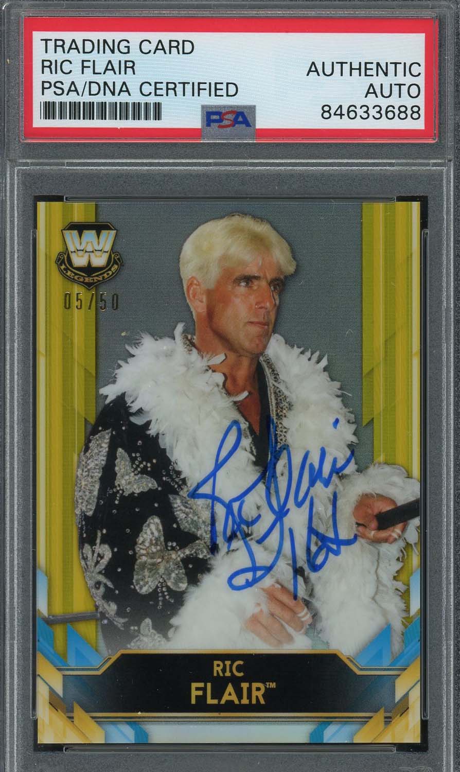 Ric Flair Autographed 2020 Topps Chrome Gold Refractor Signed Card PSA Auto 5/50