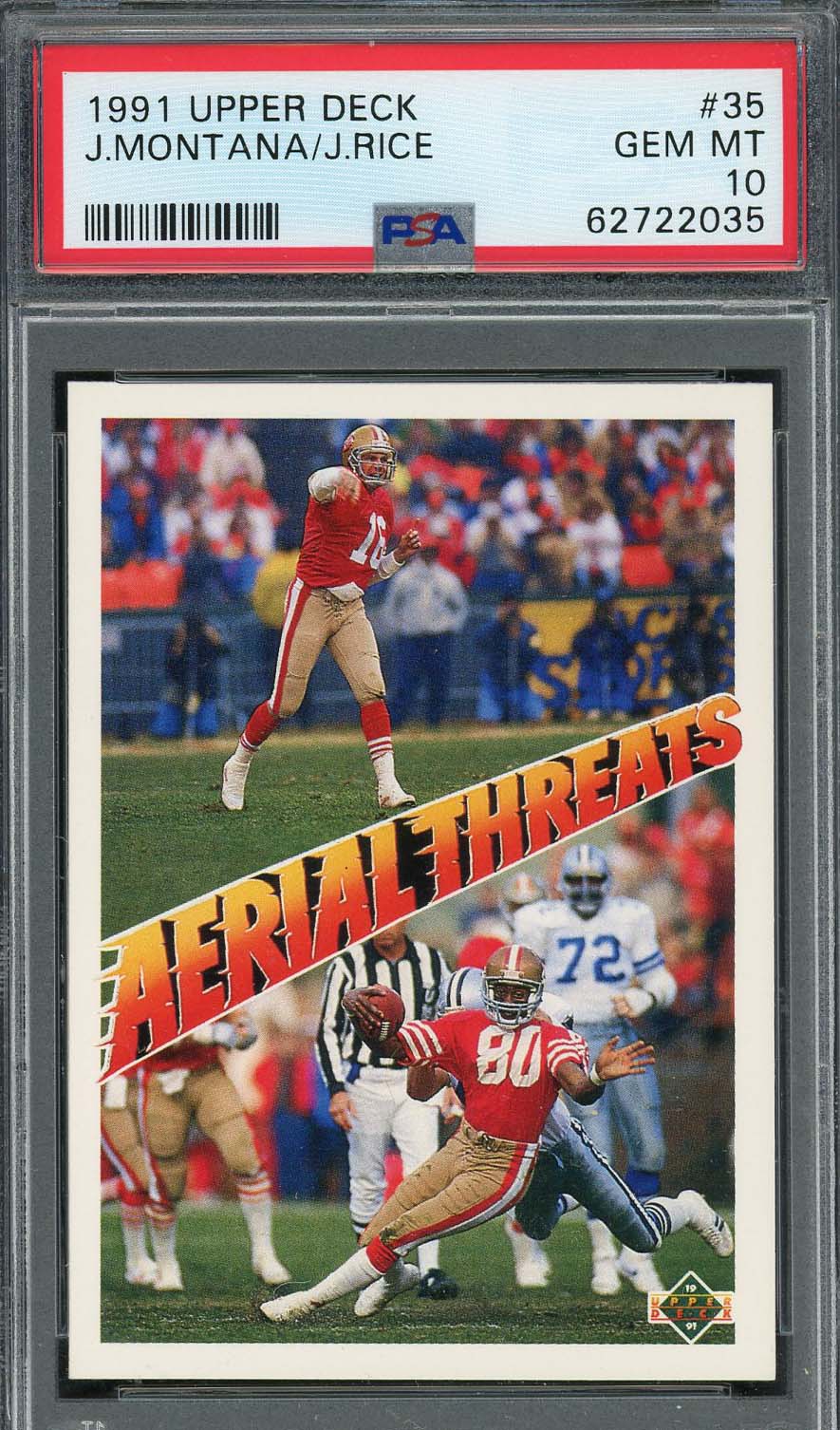 Joe Montana / Jerry Rice 1991 Upper Deck Football Card #35 Graded PSA 10