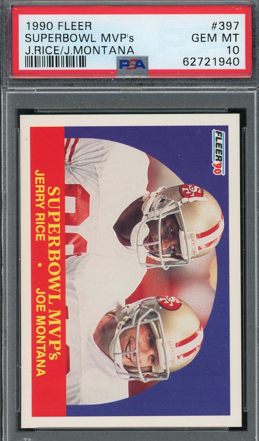 Joe Montana / Jerry Rice 1990 Fleer Superbowl MVPs Football Card #397 PSA 10