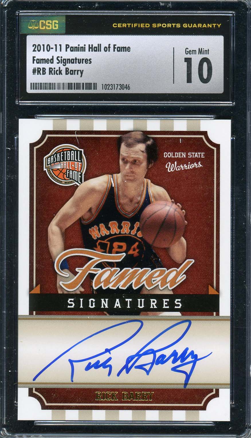 Rick Barry Autographed 2010 Panini Hall of Famed Signatures Signed Card CSG 10