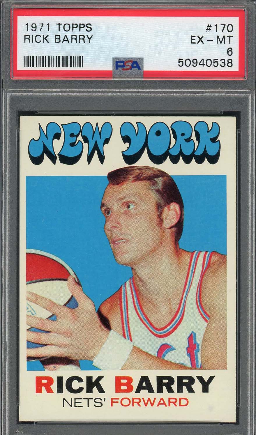Rick Barry 1971 Topps Basketball Rookie Card #170 Graded PSA 6 Rick Barry 1971 Topps Basketball Rookie Card #170 Graded PSA 6
