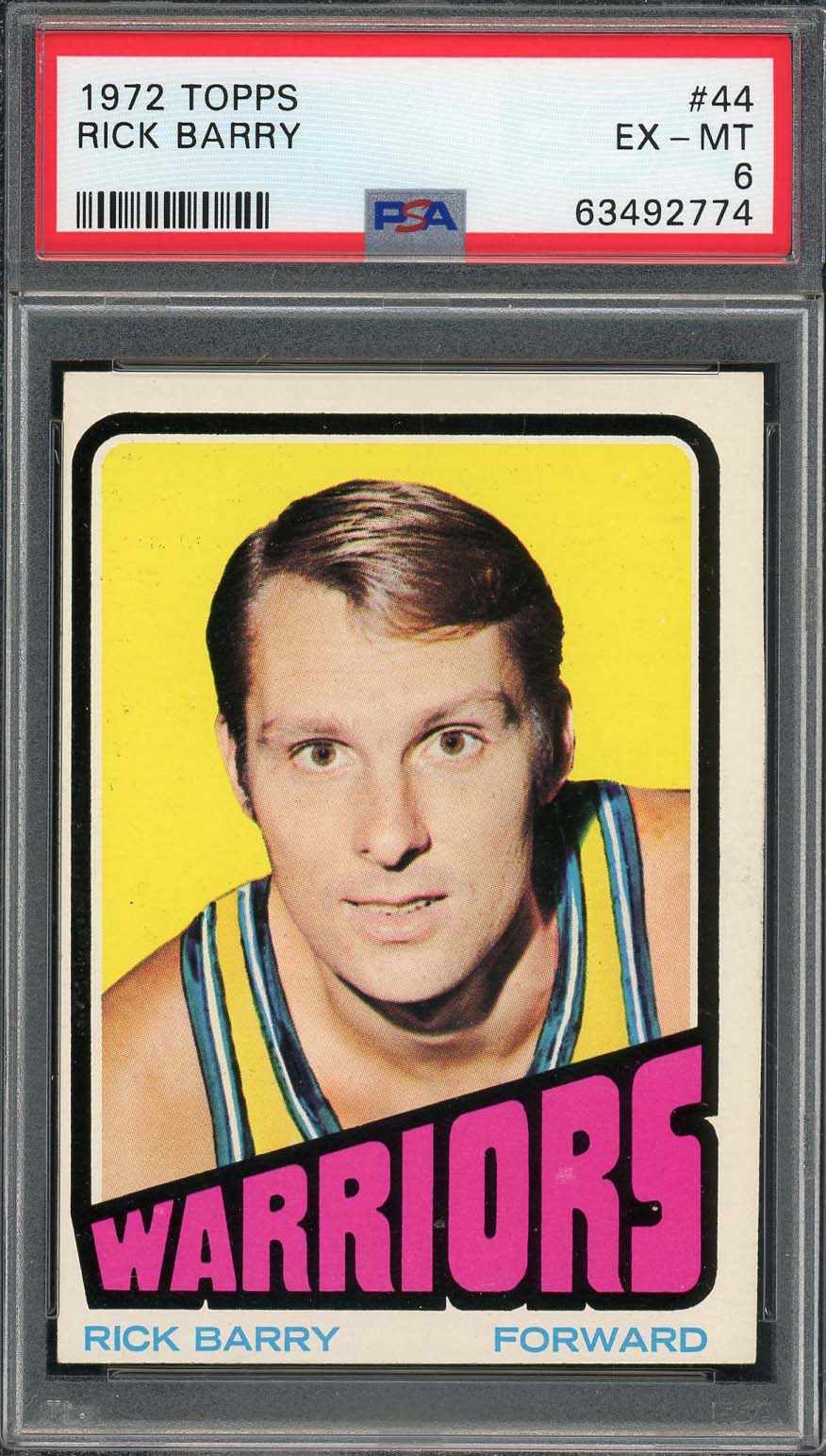 Rick Barry 1972 Topps Basketball Card #44 Graded PSA 6 Rick Barry 1972 Topps Basketball Card #44 Graded PSA 6