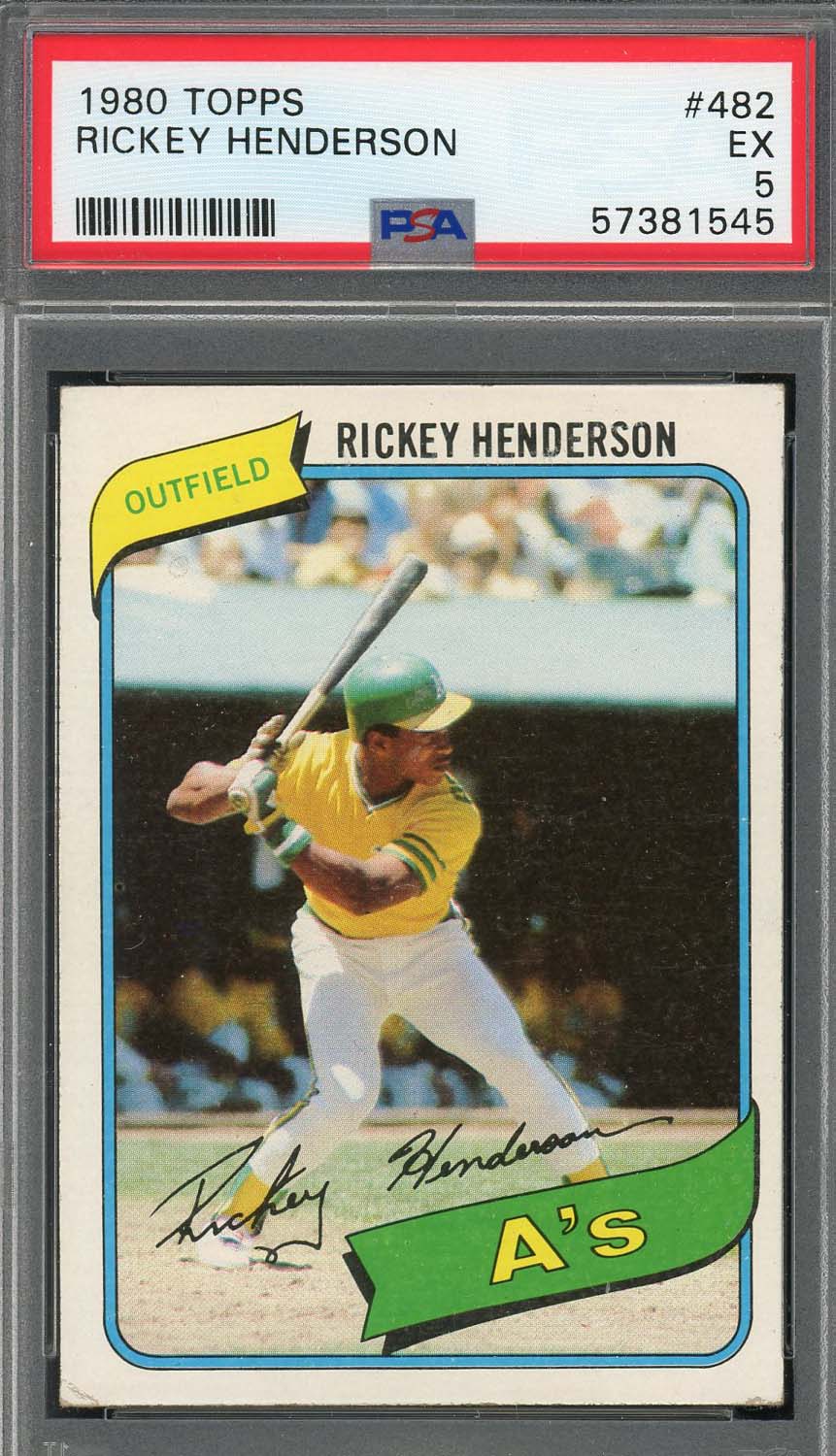 Rickey Henderson 1980 Topps Baseball Rookie Card #482 Graded PSA 5 57381545