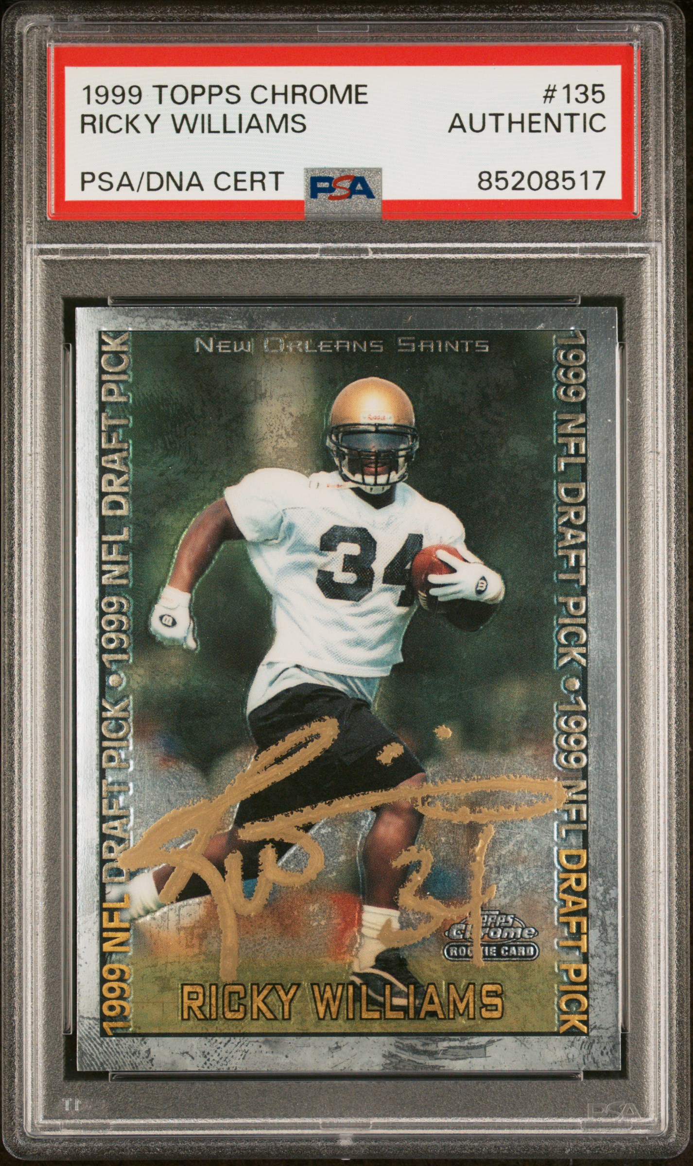 Ricky Williams 1999 Topps Chrome Signed Rookie Card #135 Auto PSA 85208517