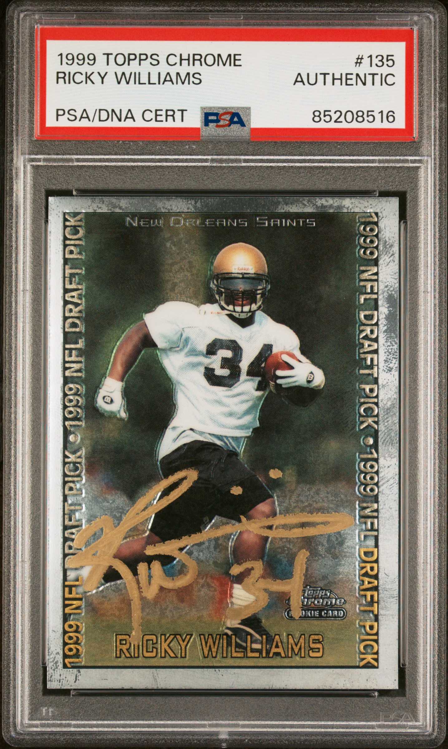 Ricky Williams 1999 Topps Chrome Signed Rookie Card #135 Auto PSA 85208516