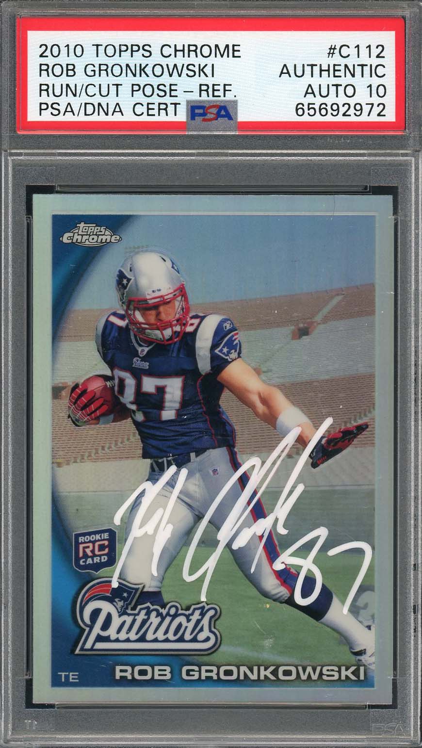 Rob Gronkowski Autographed 2010 Topps Chrome Refractor Rookie Card PSA Auto 10 Rob Gronkowski Autographed 2010 Topps Chrome Refractor Rookie Card PSA Auto 10
