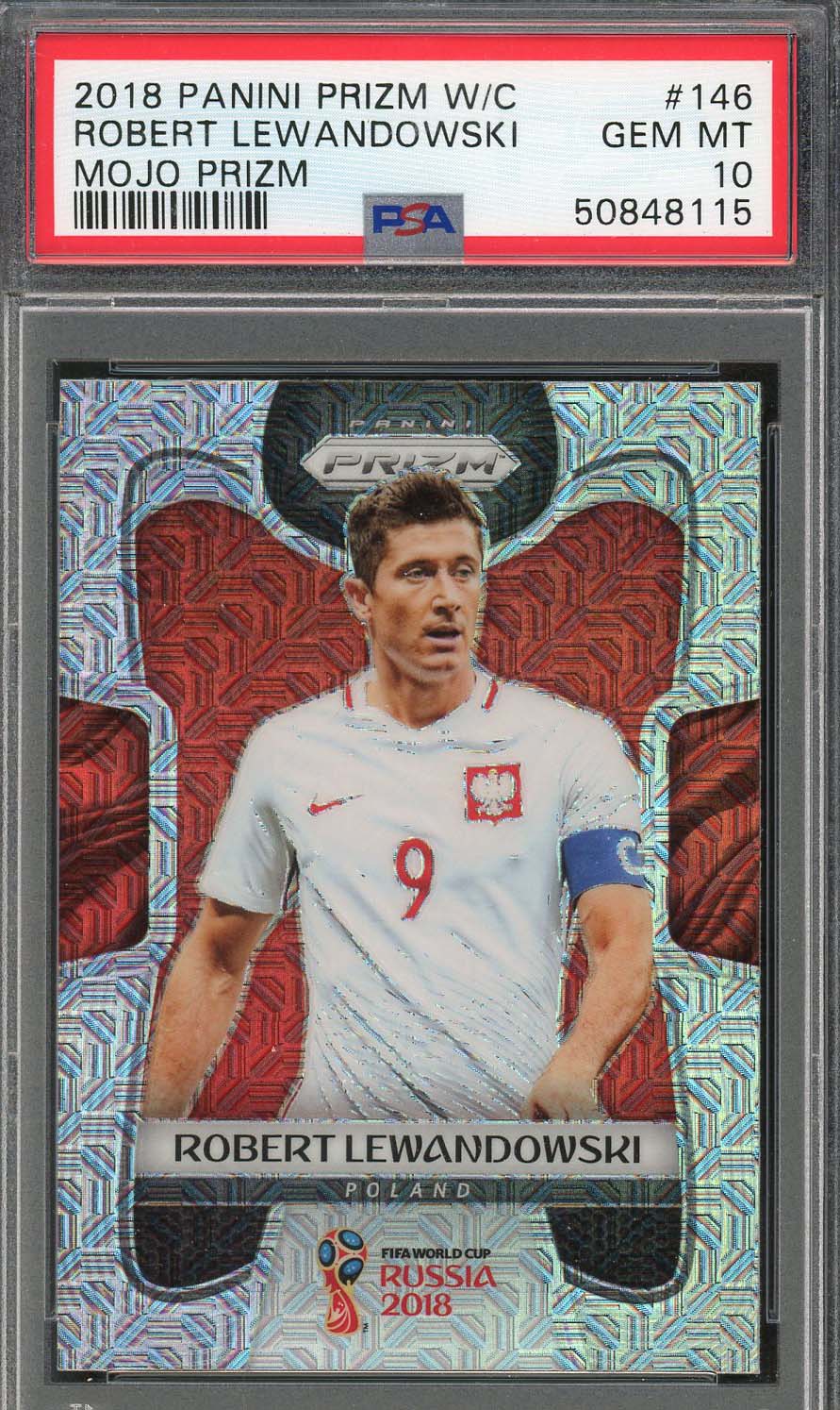 Robert Lewandowski 2018 Panini Prizm World Cup Mojo Prizm Card #146 PSA 10 Robert Lewandowski 2018 Panini Prizm World Cup Mojo Prizm Card #146 PSA 10