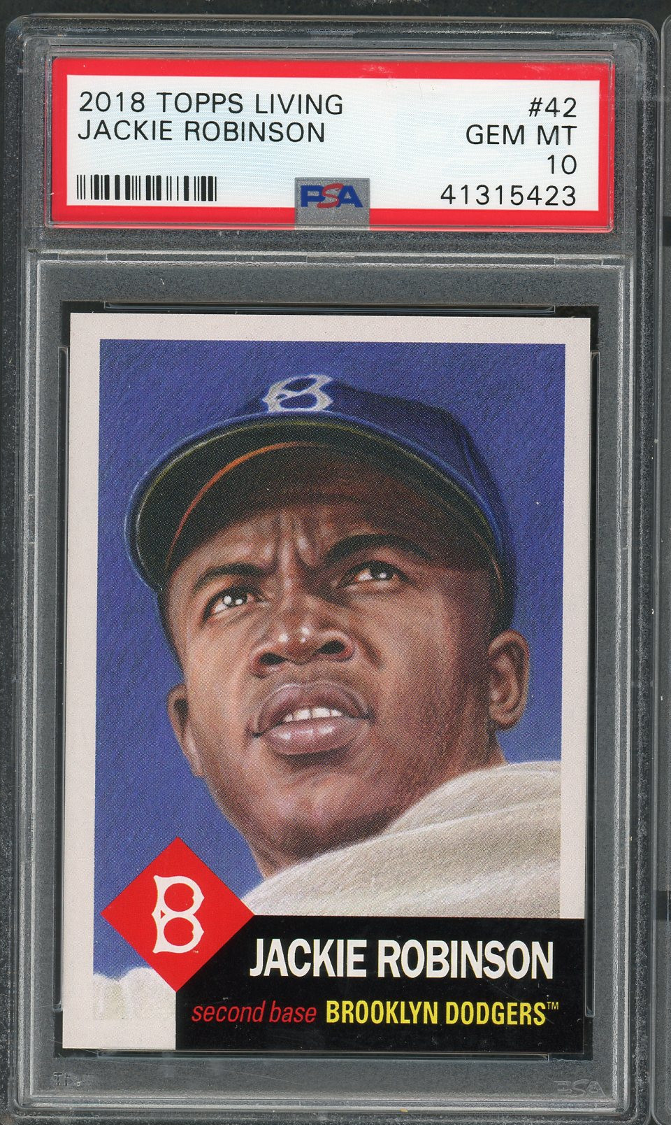 Jackie Robinson Brooklyn Dodgers 2018 Topps Living Baseball Card #42 Graded PSA 10 GEM MINT