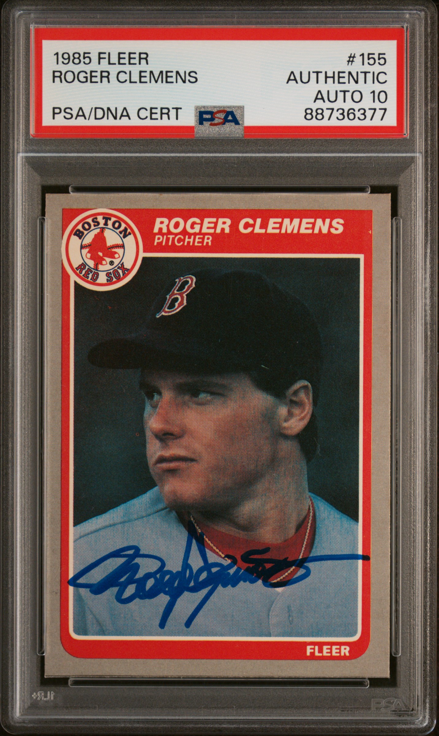 Roger Clemens 1985 Fleer Signed Rookie Card #155 Auto Graded PSA 10 88736377