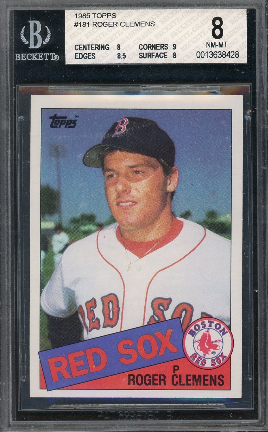 Roger Clemens 1985 Topps Baseball Rookie Card #181 Graded Beckett 8