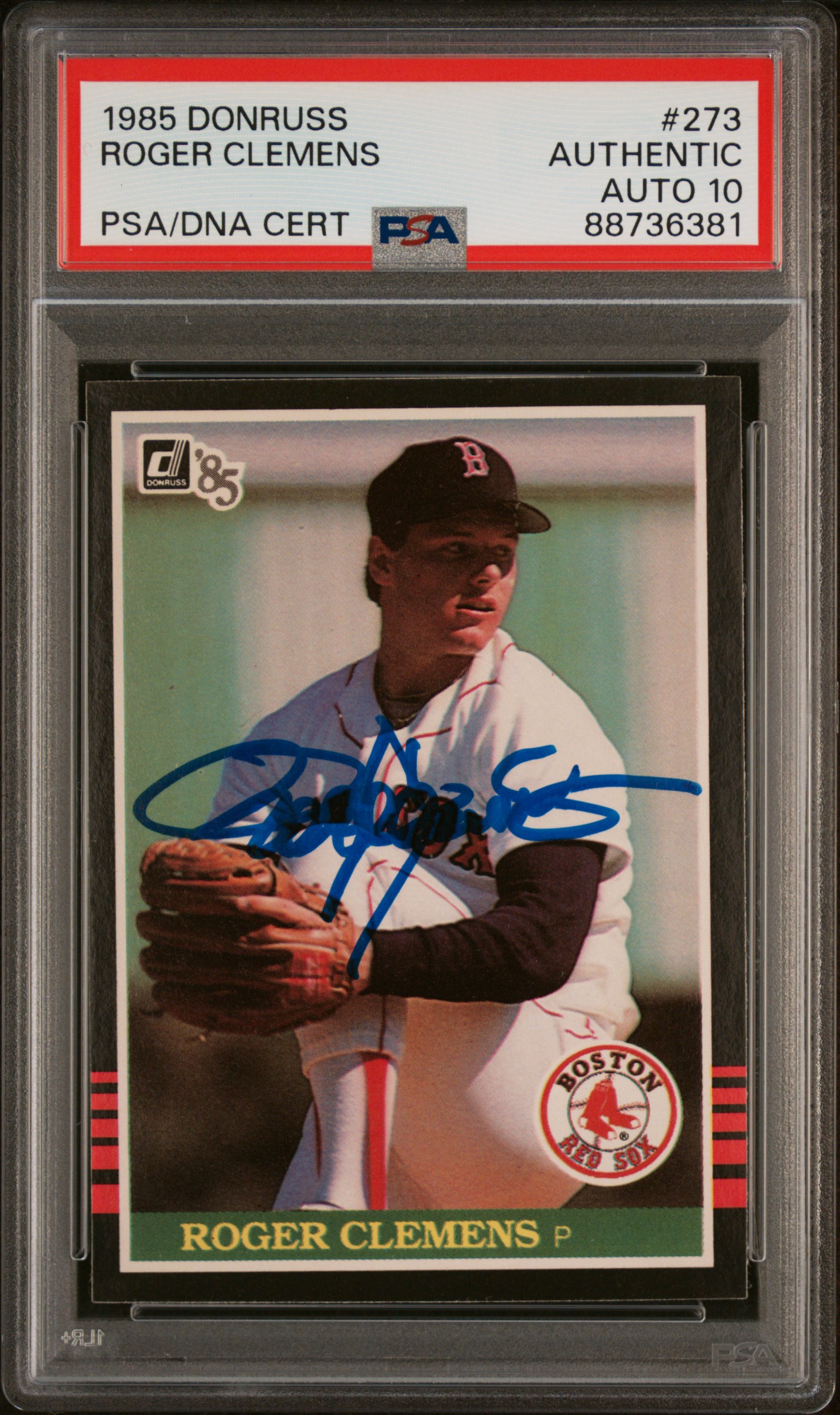 Roger Clemens 1985 Donruss Signed Rookie Card #273 Auto Graded PSA 10 88736381
