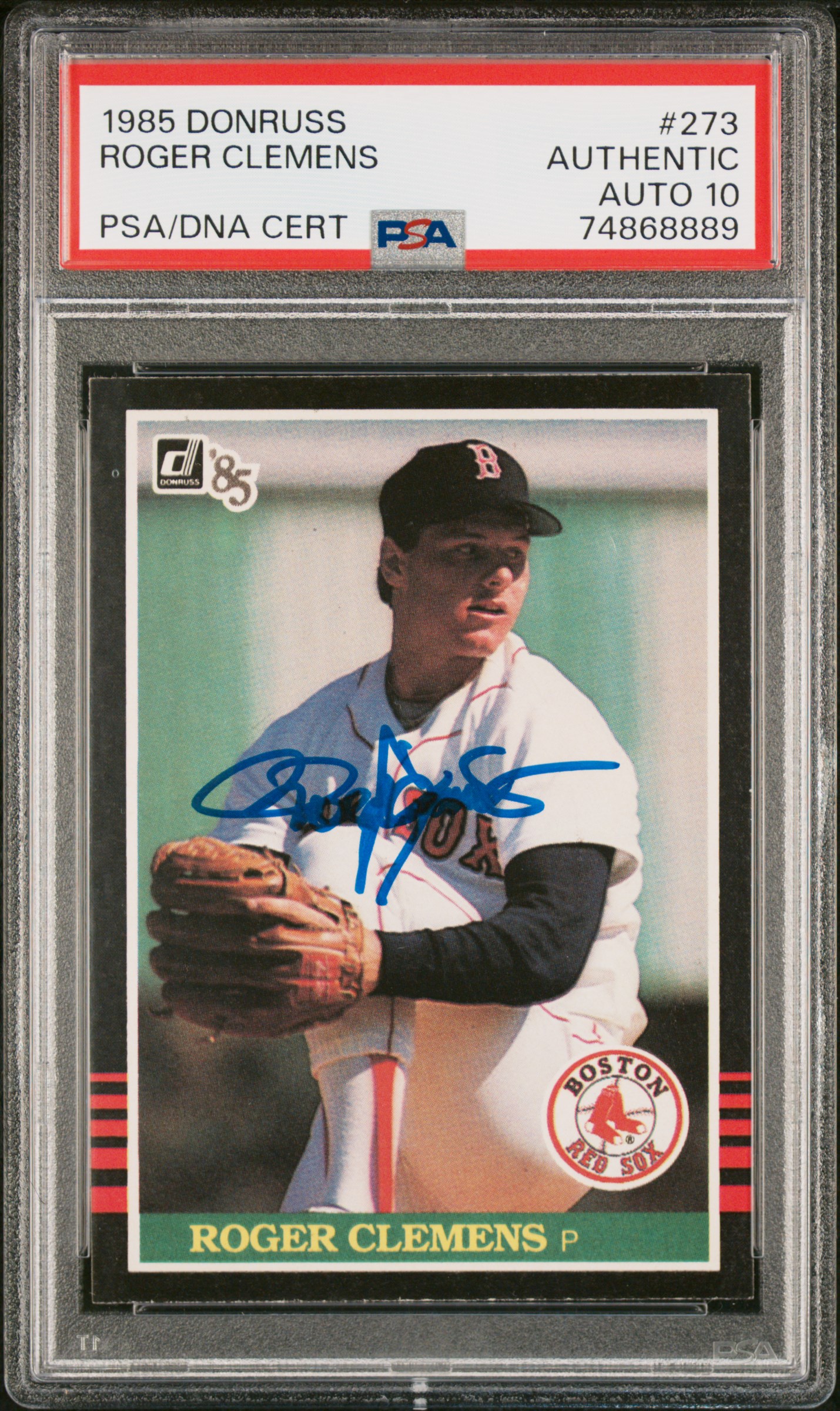 Roger Clemens 1985 Donruss Signed Baseball Rookie Card #273 Auto PSA 10 74868889