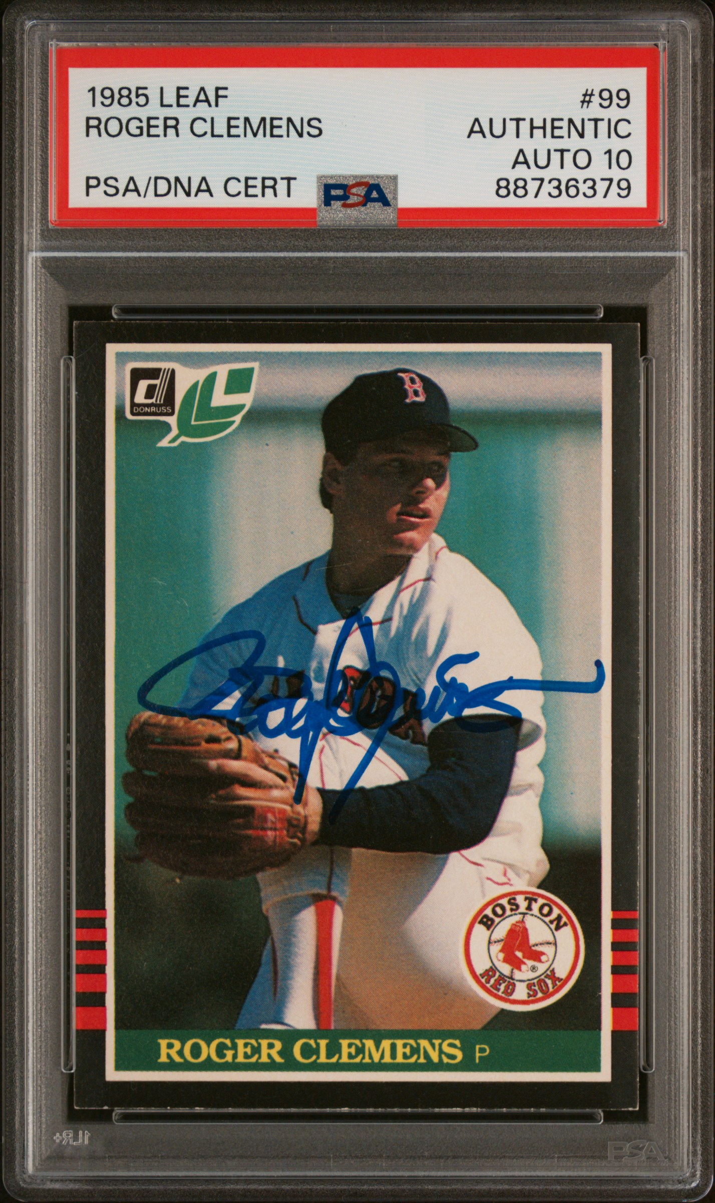 Roger Clemens 1985 Leaf Signed Rookie Card #99 Auto Graded PSA 10 88736379