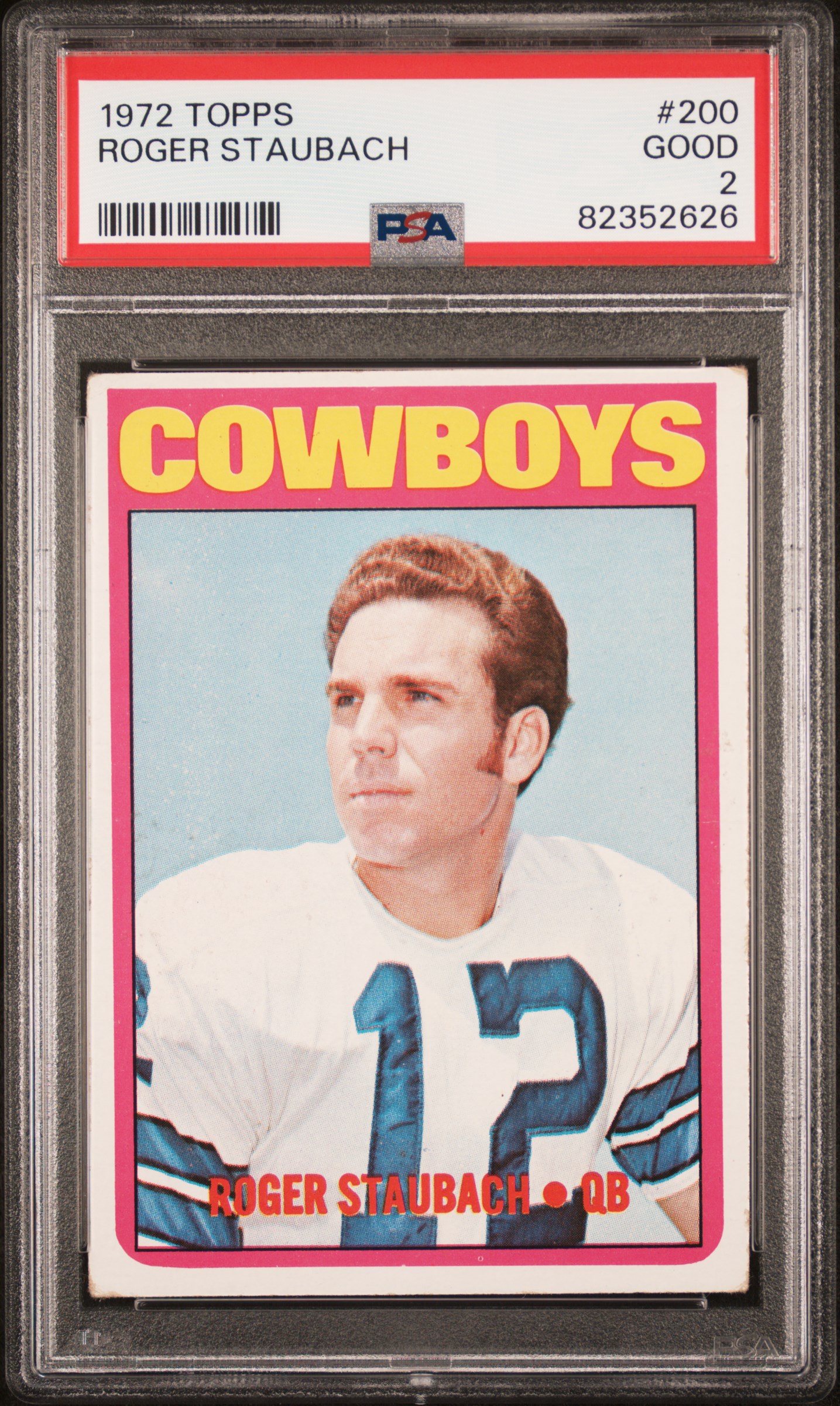 Roger Staubach 1972 Topps Football Rookie Card #200 Graded PSA 2 82352626