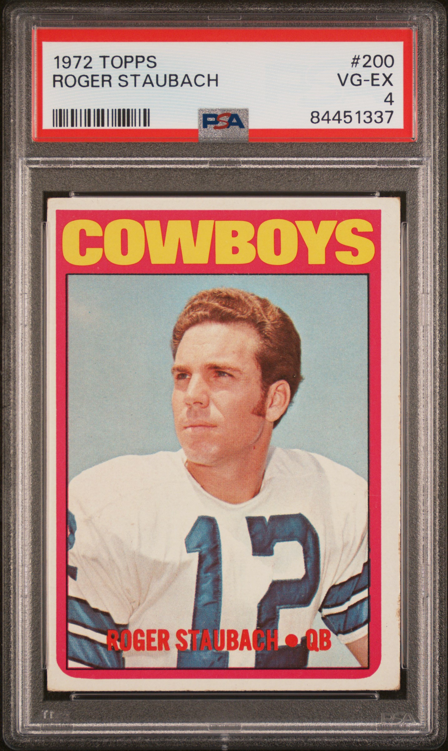Roger Staubach 1972 Topps Football Rookie Card #200 Graded PSA 4 84451337