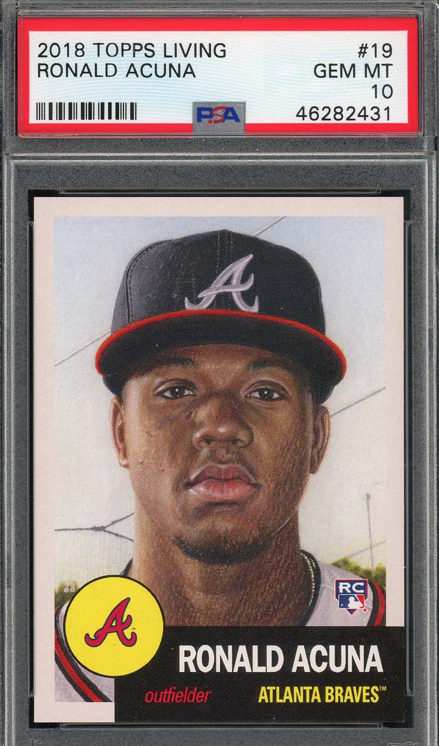 Ronald Acuna Jr 2018 Topps Living Baseball Rookie Card RC #19 Graded PSA 10