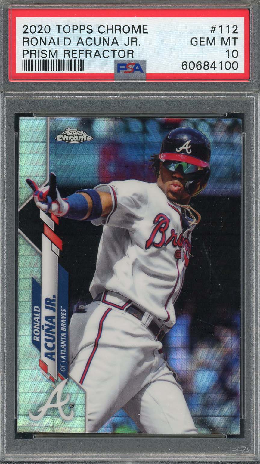 Ronald Acuna Jr 2020 Topps Chrome Prism Refractor Card #112 Graded PSA 10 Ronald Acuna Jr 2020 Topps Chrome Prism Refractor Card #112 Graded PSA 10