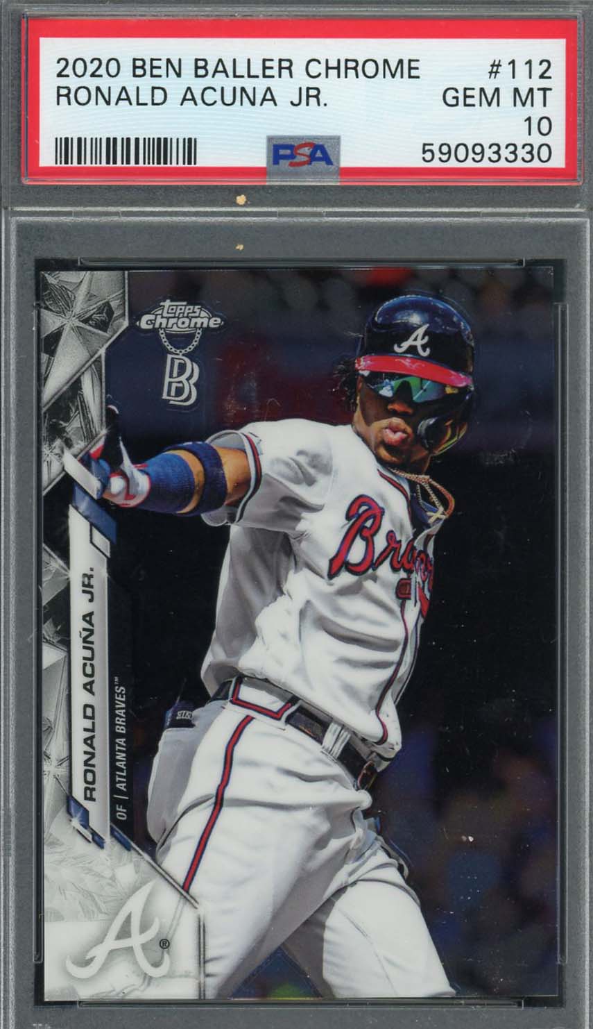 Ronald Acuna Jr 2020 Topps Chrome Ben Baller Baseball Card #112 Graded PSA 10 Ronald Acuna Jr 2020 Topps Chrome Ben Baller Baseball Card #112 Graded PSA 10