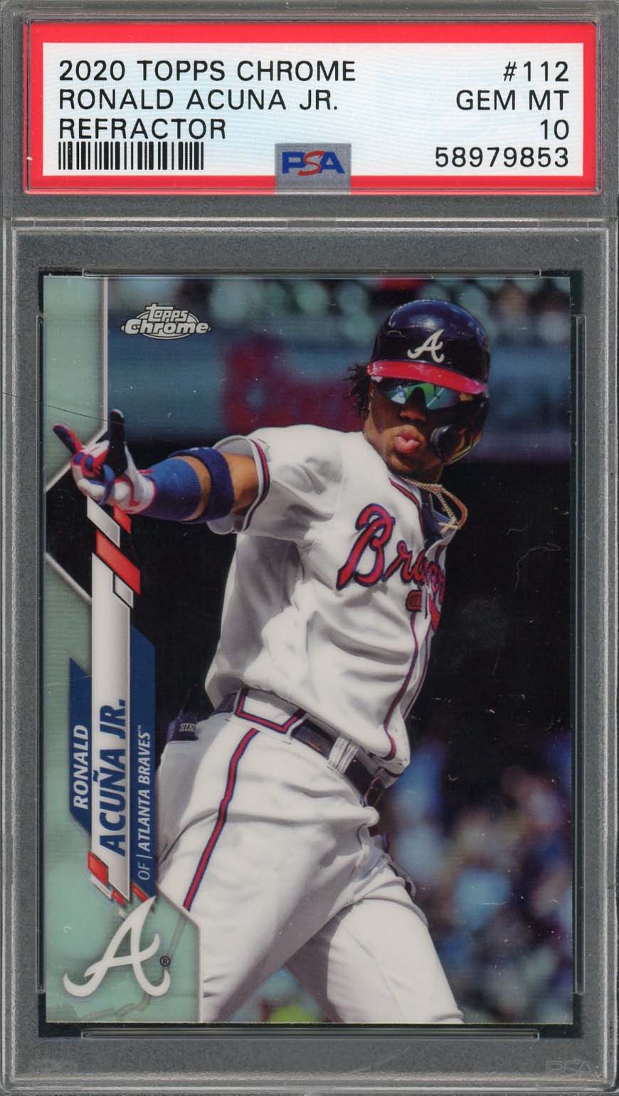 Ronald Acuna Jr 2020 Topps Chrome Refractor Baseball Card #112 Graded PSA 10 Ronald Acuna Jr 2020 Topps Chrome Refractor Baseball Card #112 Graded PSA 10