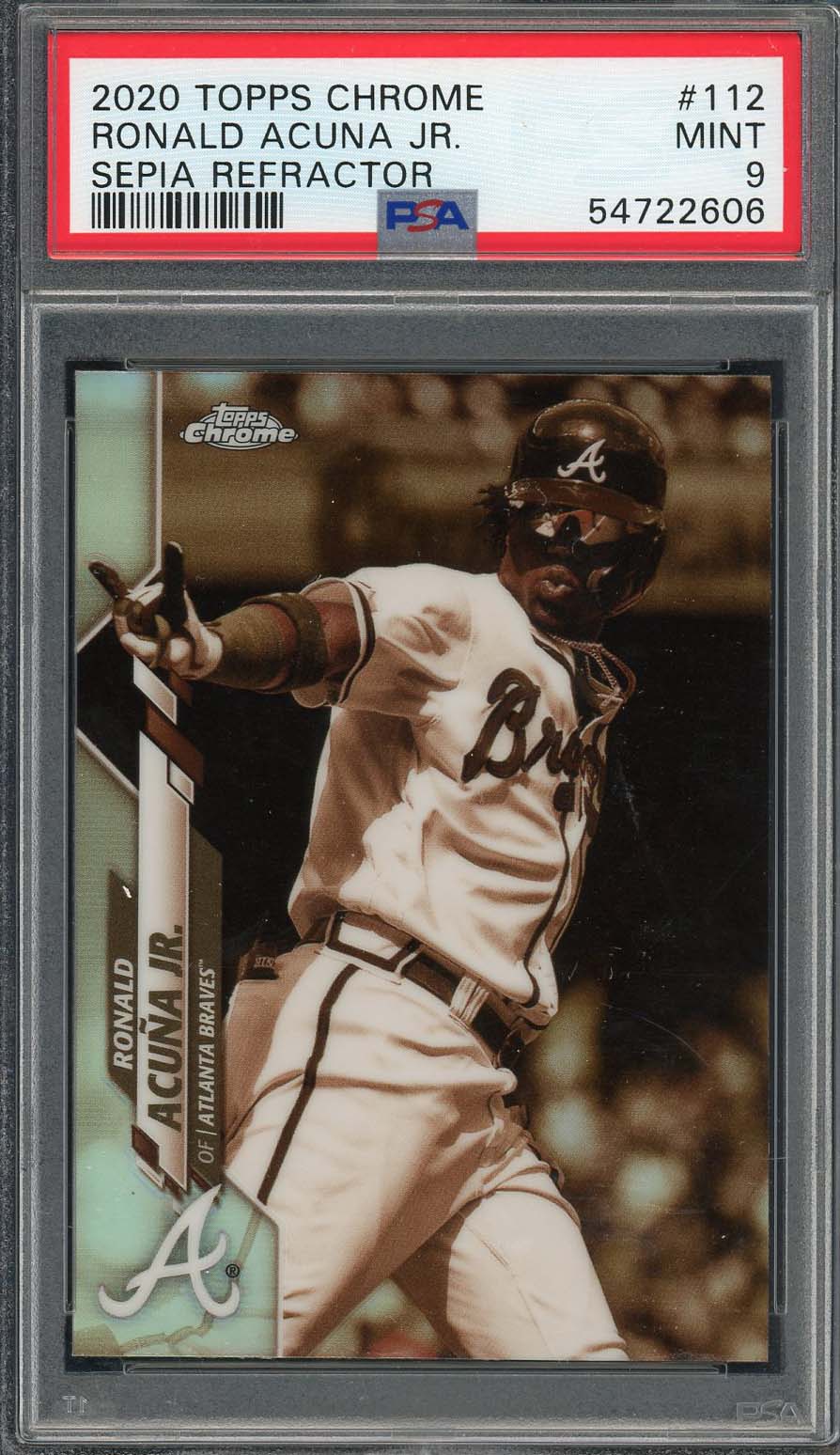 Ronald Acuna Jr 2020 Topps Chrome Sepia Refractor Baseball Card 112 Graded PSA 9