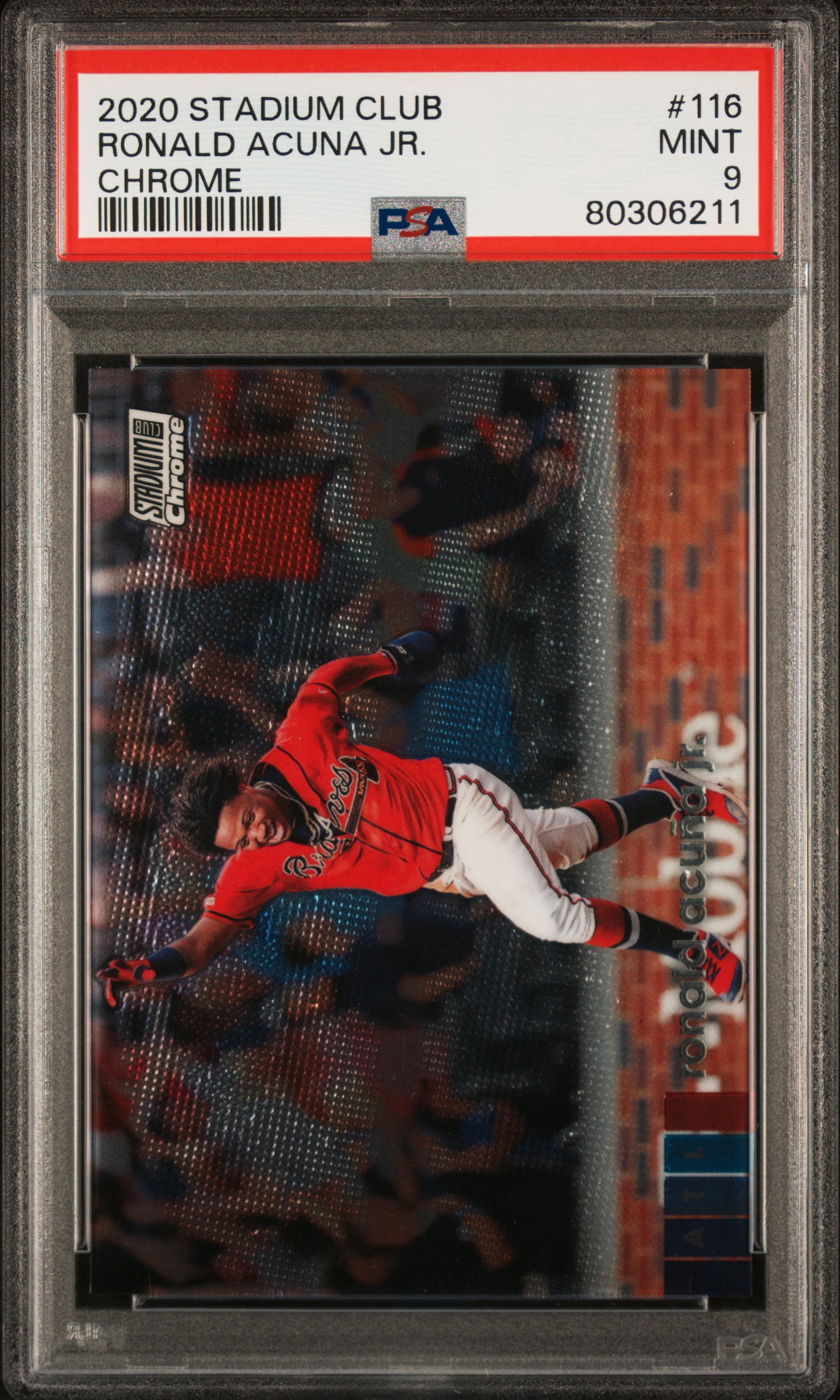 Ronald Acuna 2020 Topps Stadium Club Chrome Baseball Card #116 Graded PSA 9