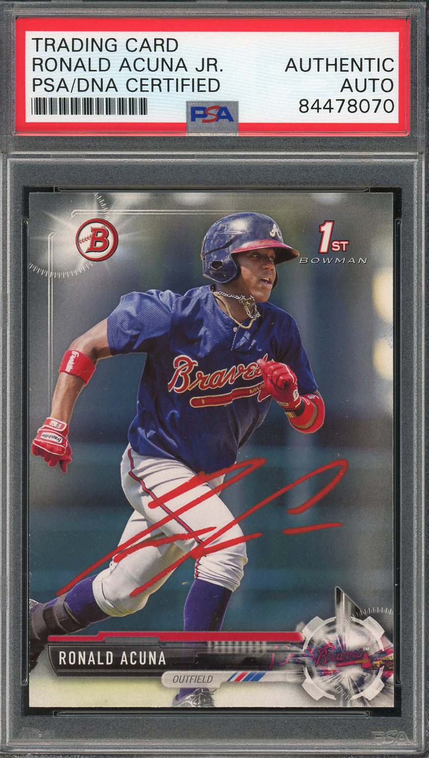 Ronald Acuna Jr Autographed 2017 1st Bowman Signed Rookie Card #BP127 PSA DNA