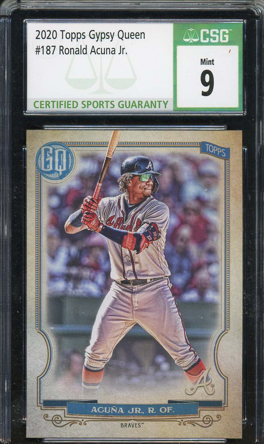 Ronald Acuna Jr 2020 Topps Gypsy Queen Baseball Card #187 Graded CSG 9 Ronald Acuna Jr 2020 Topps Gypsy Queen Baseball Card #187 Graded CSG 9