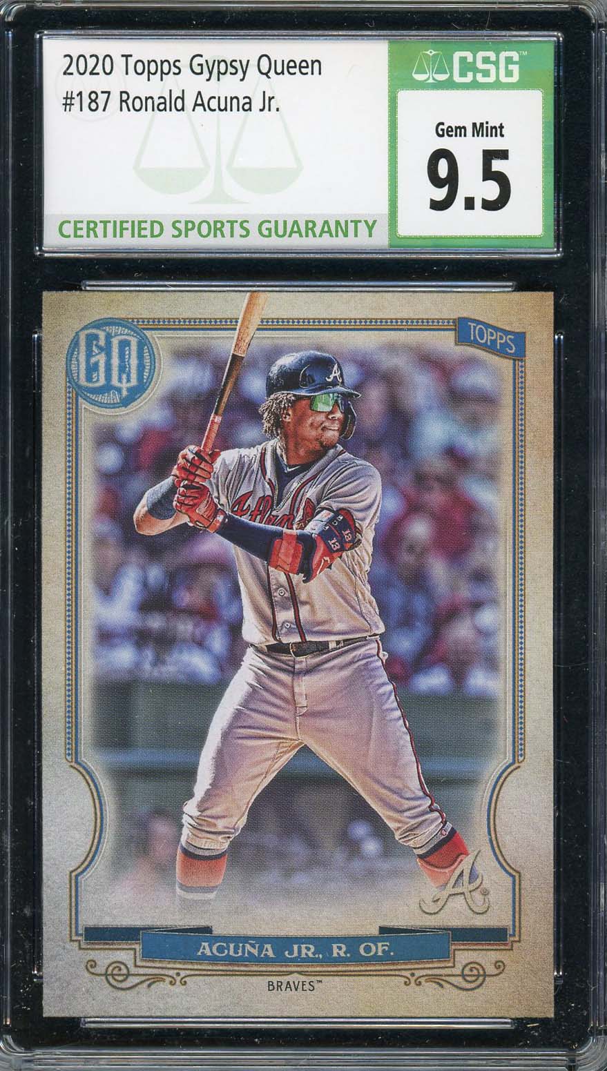 Ronald Acuna Jr 2020 Topps Gypsy Queen Baseball Card #187 Graded CSG 9.5 Ronald Acuna Jr 2020 Topps Gypsy Queen Baseball Card #187 Graded CSG 9.5