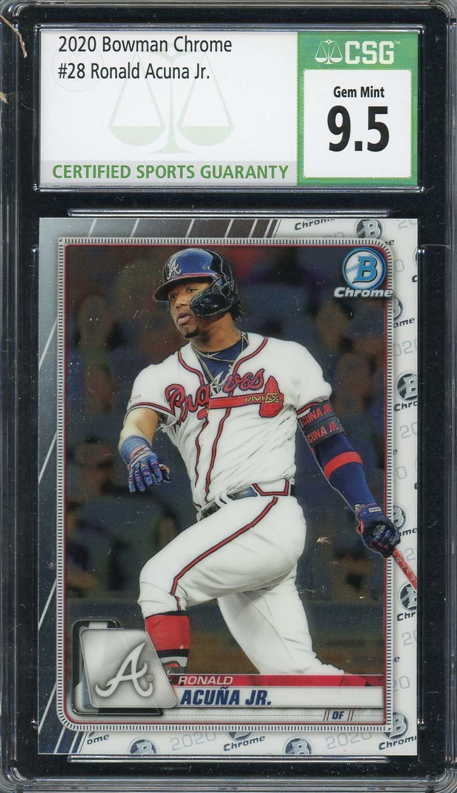 Ronald Acuna Jr 2020 Bowman Chrome Baseball Card #28 Graded CSG 9.5