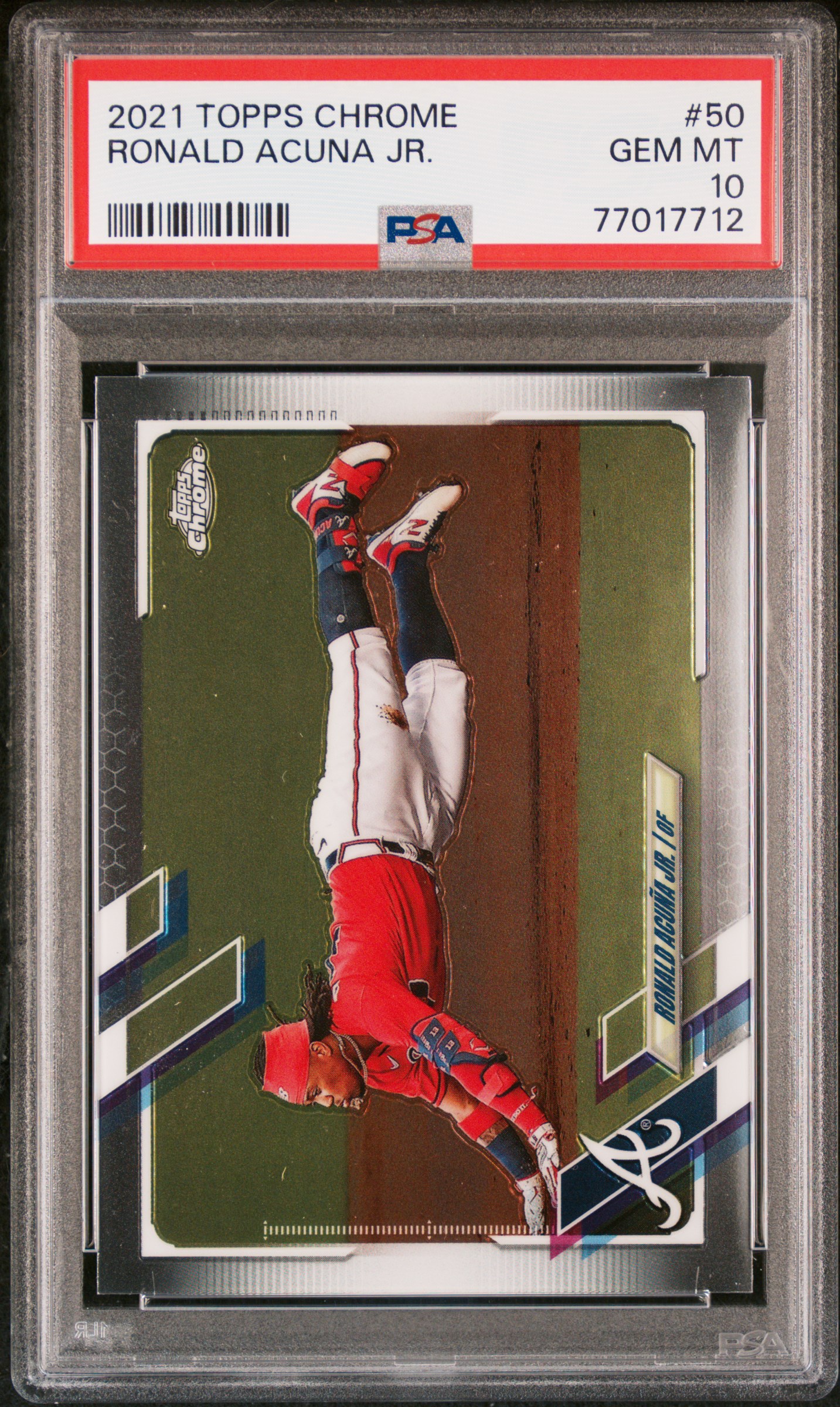Ronald Acuna Jr 2021 Topps Chrome Baseball Card #50 Graded PSA 10
