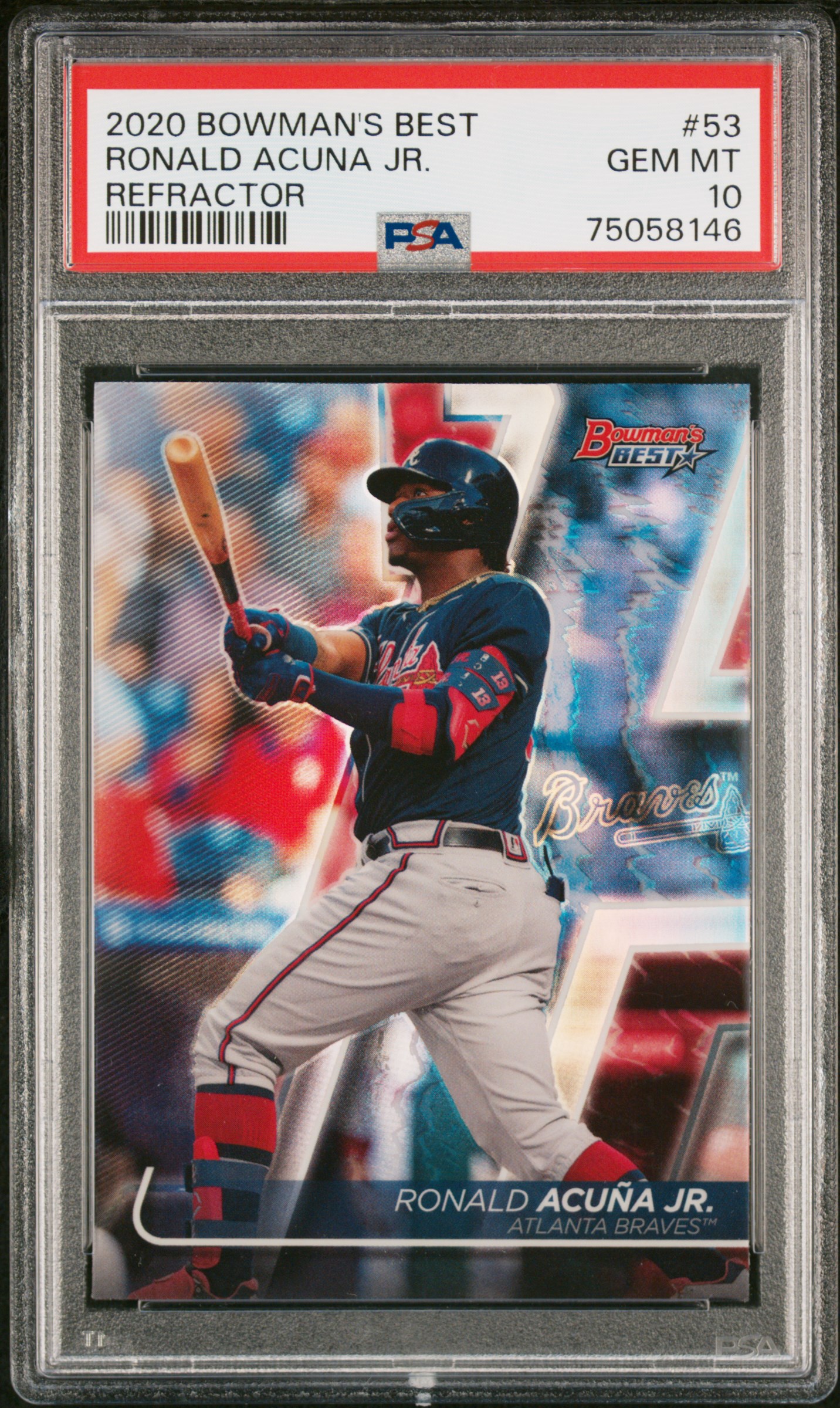 Ronald Acuna Jr 2020 Bowman's Best Refractor Baseball Card #53 Graded PSA 10