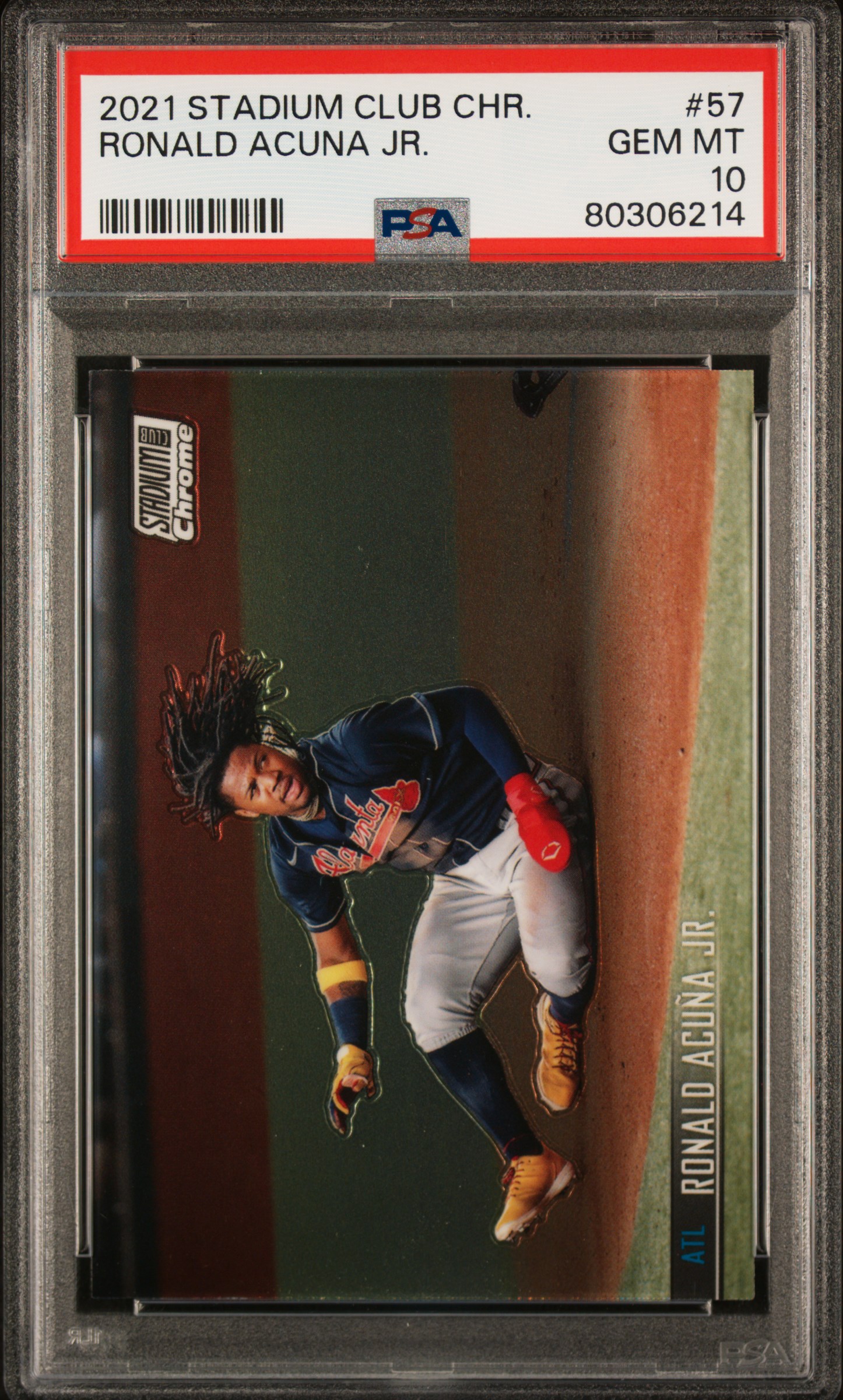Ronald Acuna 2021 Topps Stadium Club Chrome Baseball Card #57 Graded PSA 10
