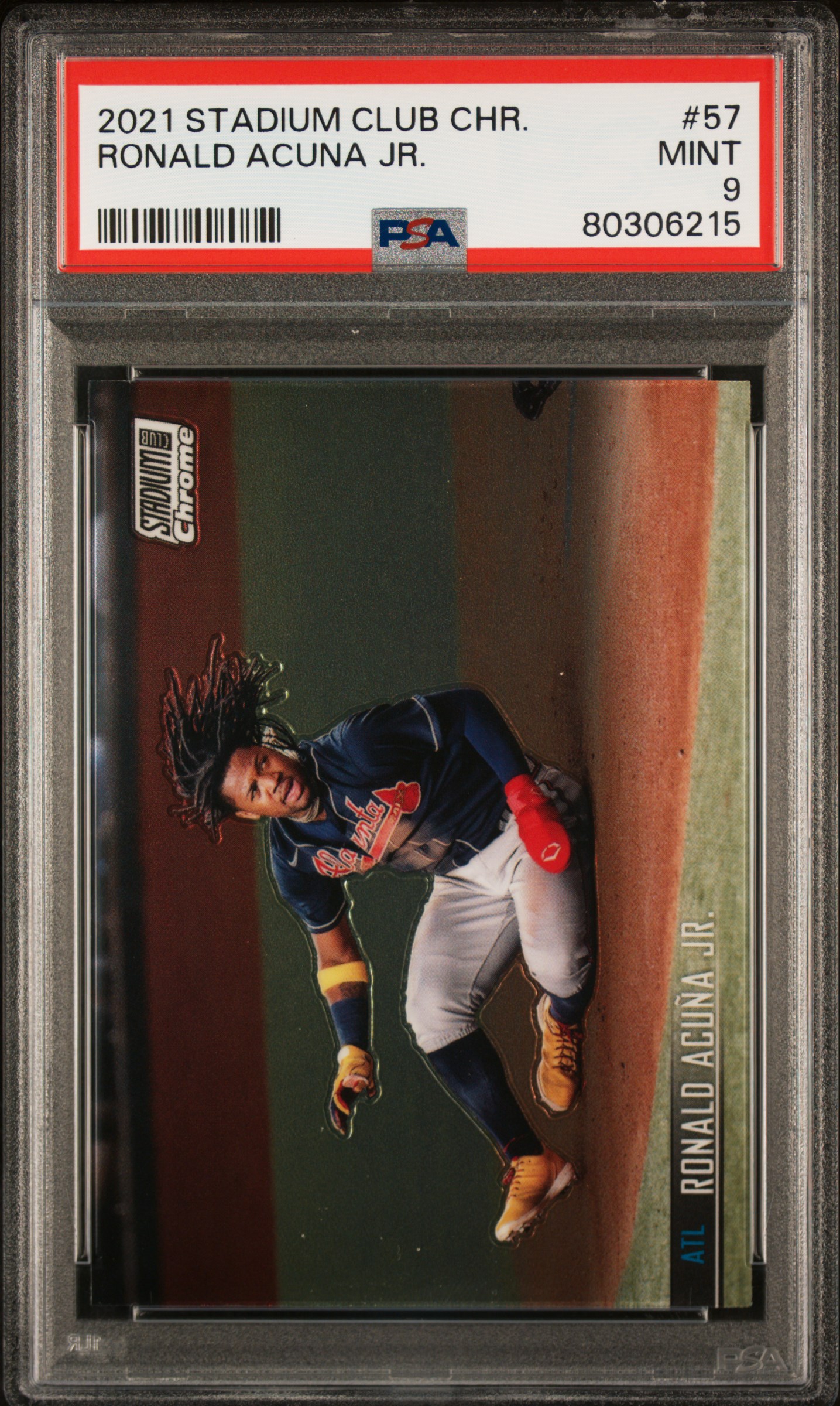 Ronald Acuna 2021 Topps Stadium Club Chrome Baseball Card #57 Graded PSA 9