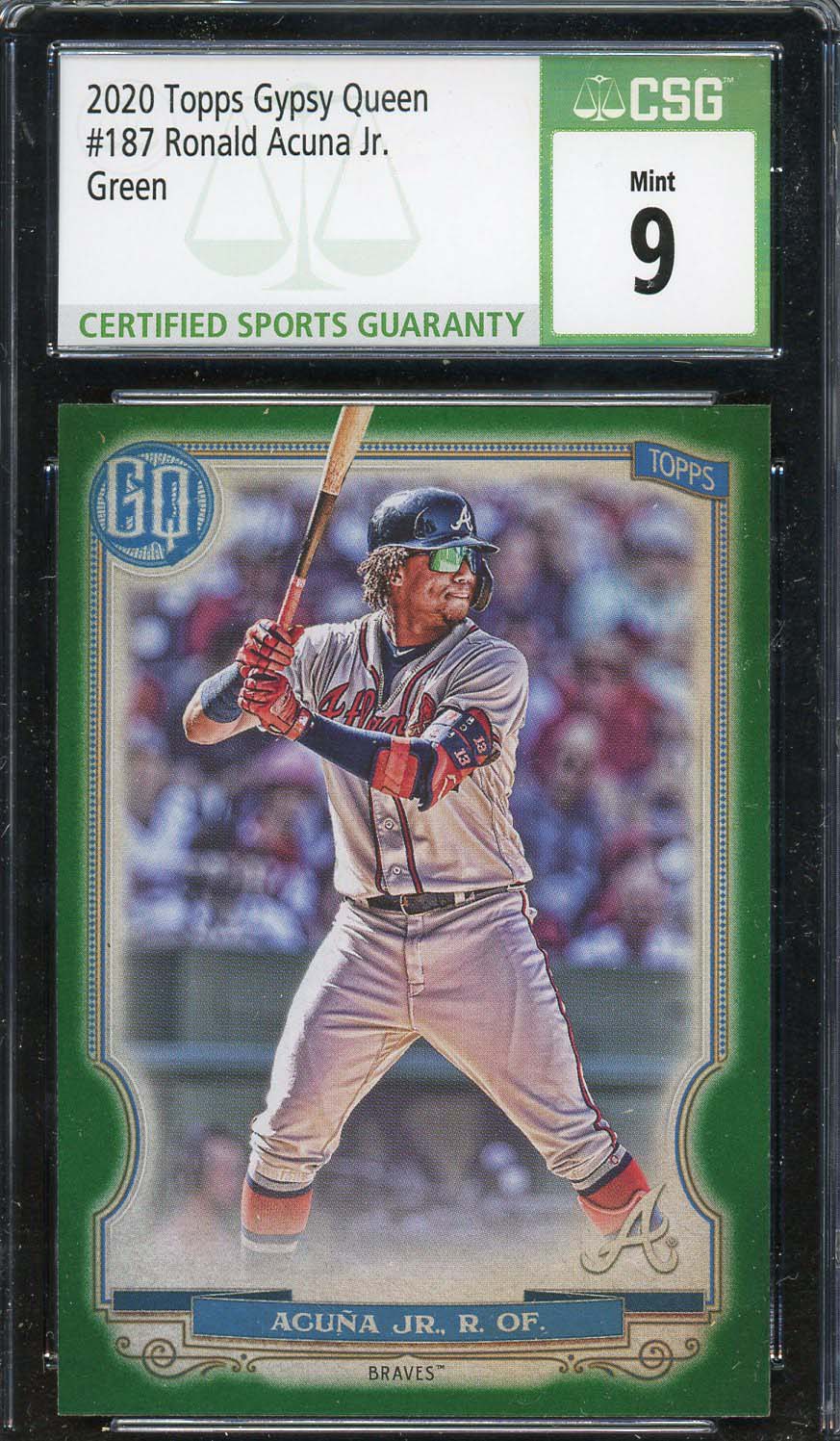 Ronald Acuna Jr 2020 Topps Gypsy Queen Green Baseball Card #187 Graded CSG 9 Ronald Acuna Jr 2020 Topps Gypsy Queen Green Baseball Card #187 Graded CSG 9