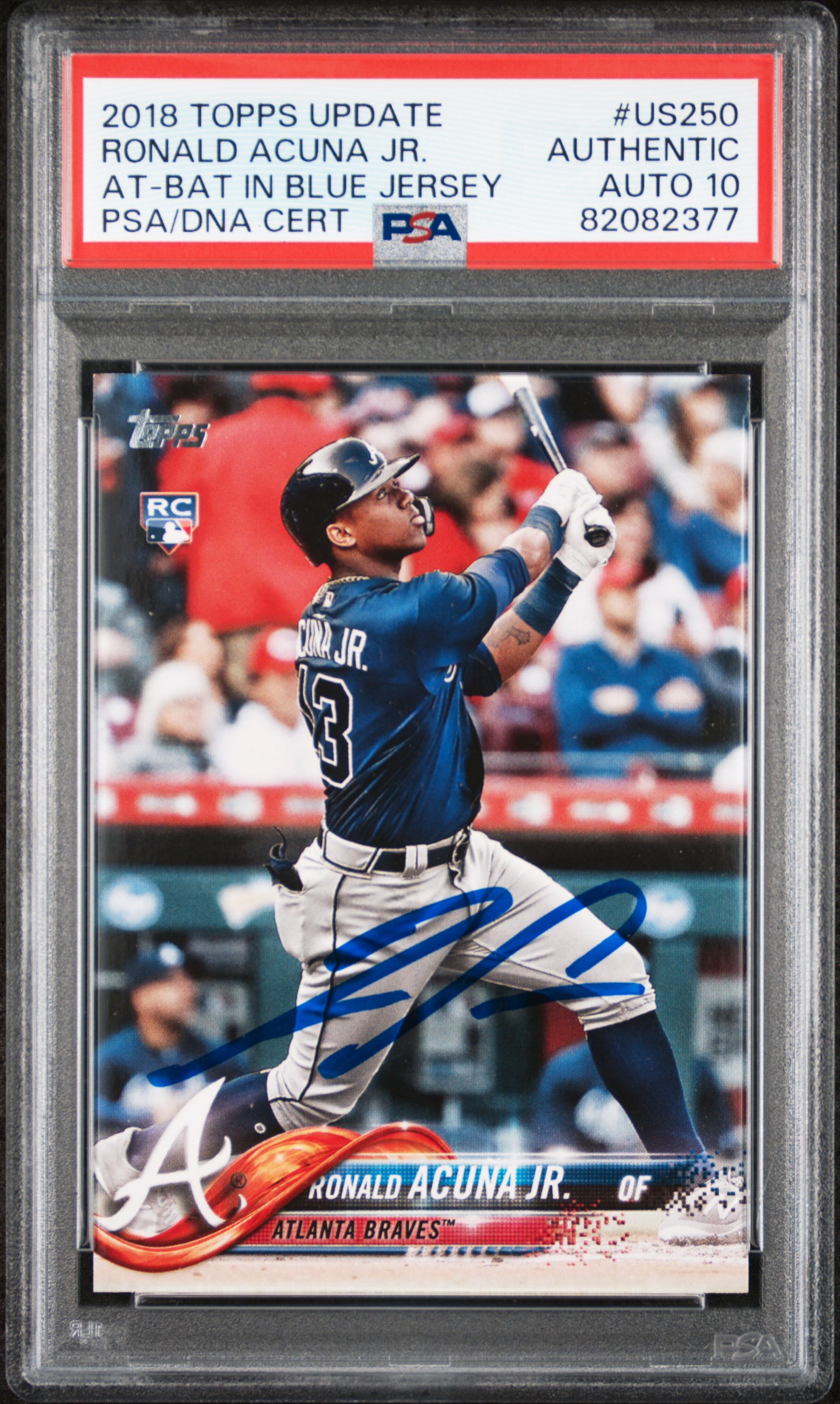 Ronald Acuna Jr 2018 Topps Update Signed Rookie Card #US250 Auto Graded PSA 10